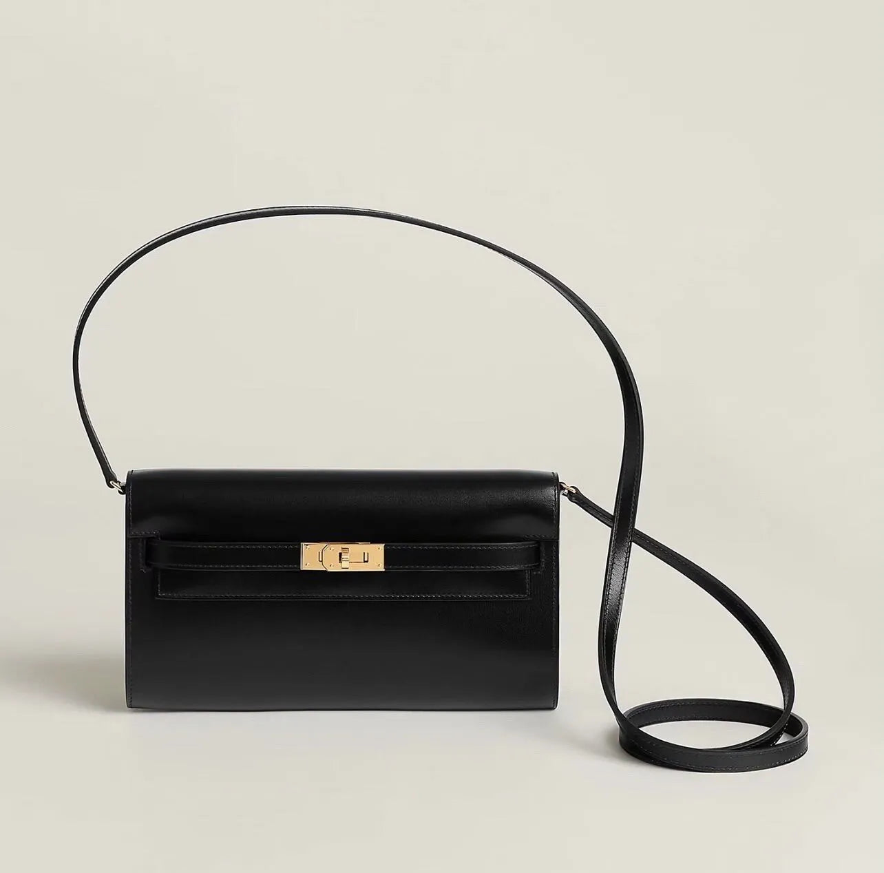 BNIB Hermes Sac Kelly To Go Rock Veau Box in Noir Black Gold HW Runway Limited