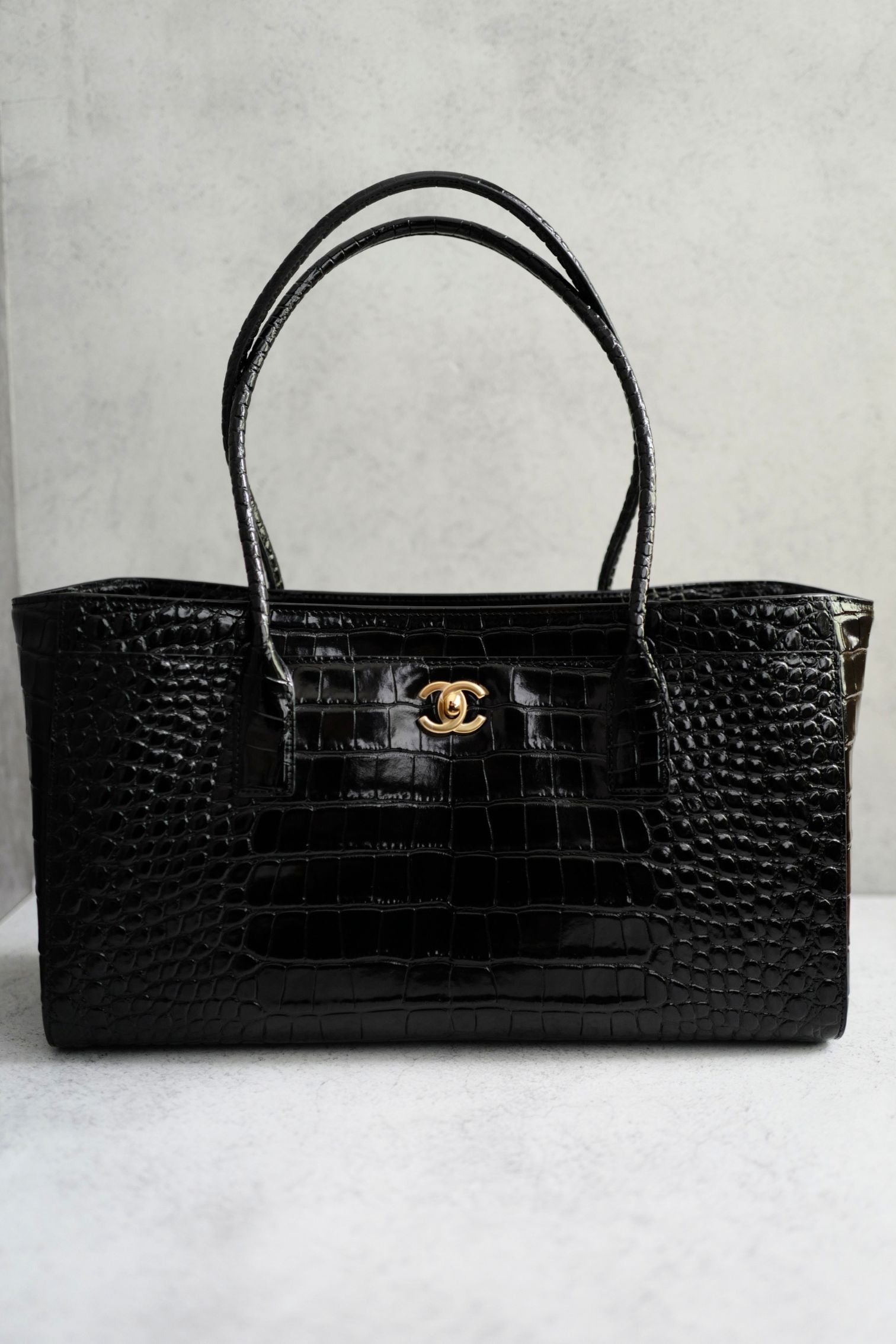 Chanel 26S Matthieu Blazy's Small Tote Black Crocodile Embossed Calfskin GHW