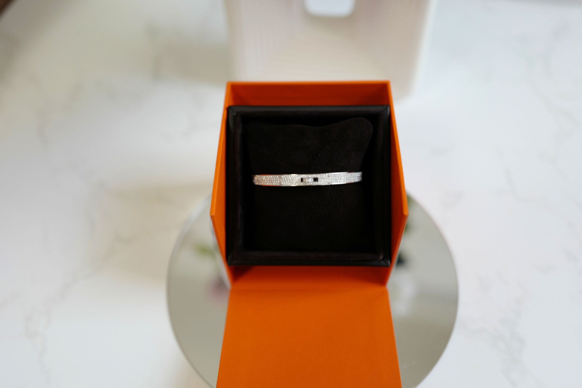 Hermès Kelly Bangle Bracelet PM Full Diamond 18K White Gold Size SH