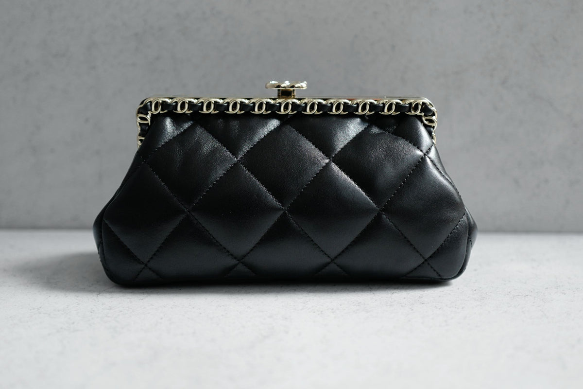 BNIB Chanel 24P Clutch On Chain Lambskin With CC Champagne Gold Hardware