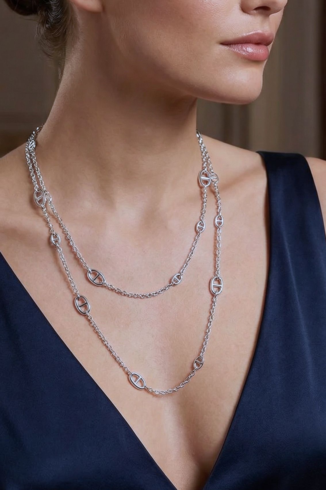 Hermès Farandole Long Necklace 160 Sterling Silver
