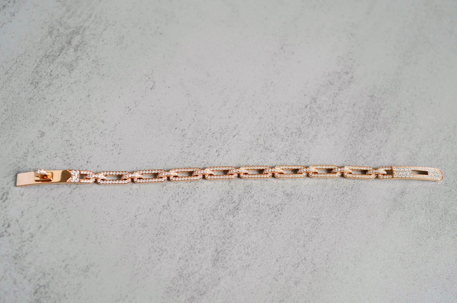 BNIB Hermès Kelly Chaine Bracelet Full Diamond 18K Rose Gold Small SH