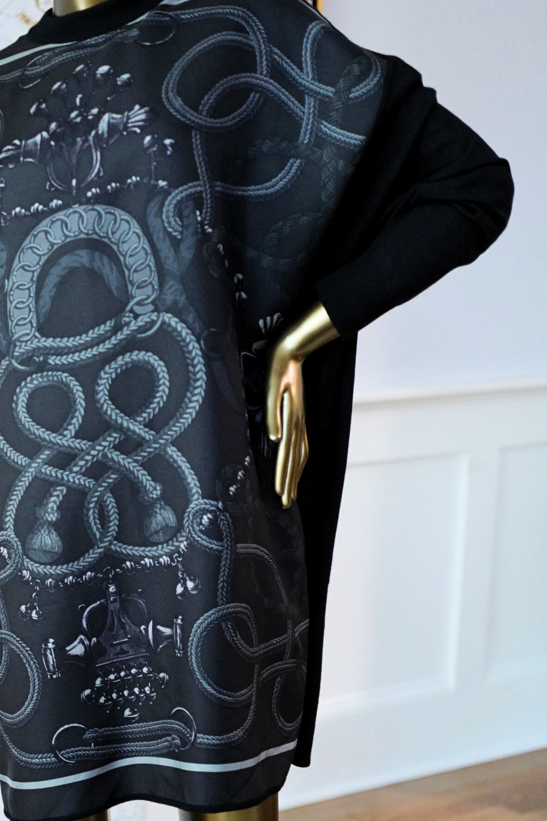 NEW Hermès "Palefroi Remix" Twillaine Tunic Short Dress Gris Charbon Size 36