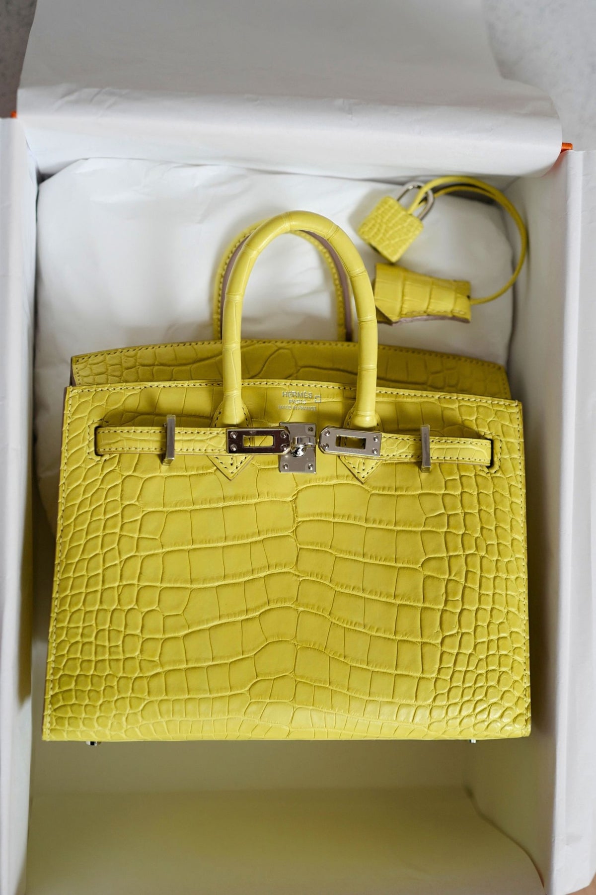 NEW Hermes Birkin 20 Lime Matte Alligator Sellier PHW W Stamp Limited Edition