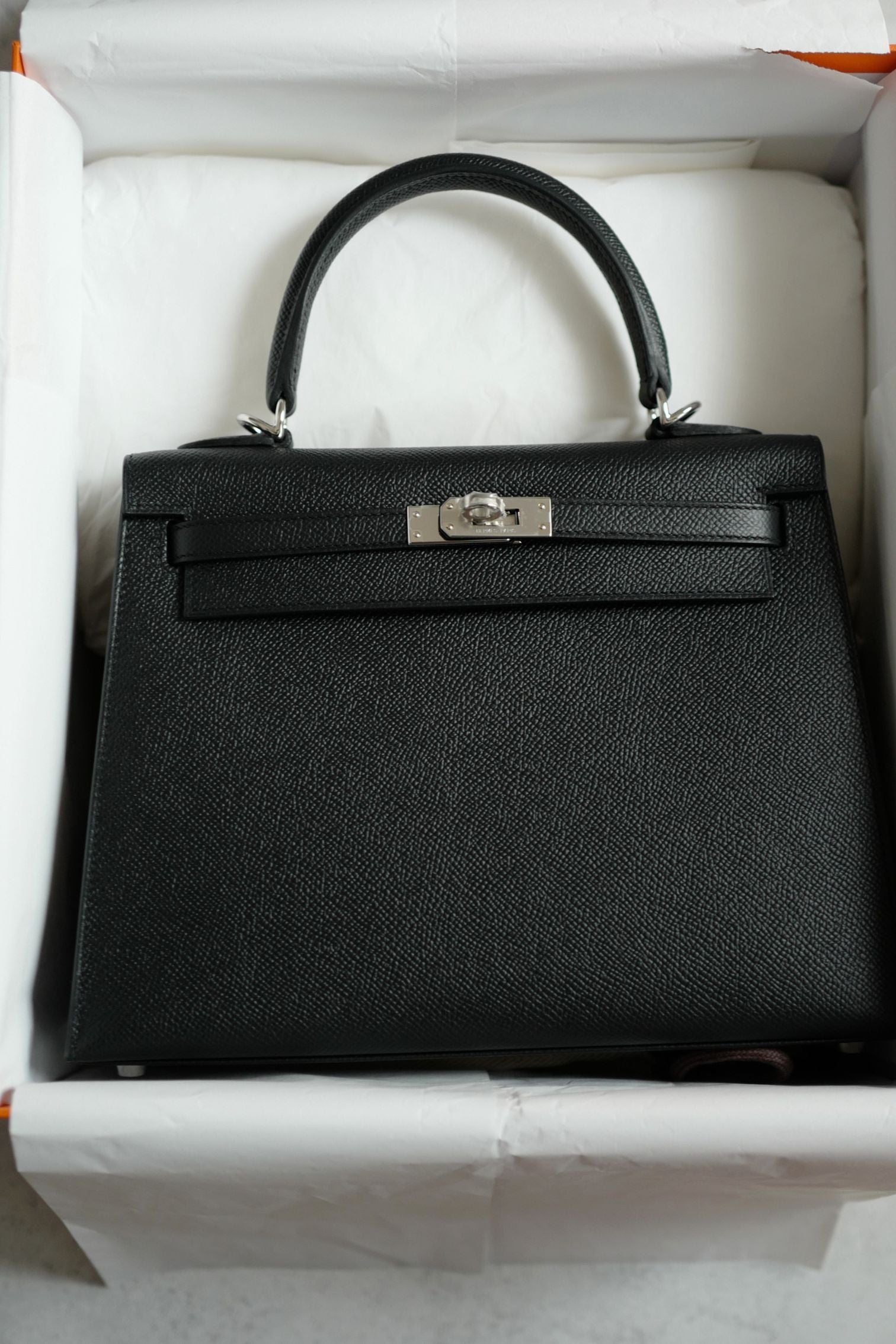 BNIB Hermes Kelly 25 Black Epsom Sellier Palladium Hardware Stamp G 2026