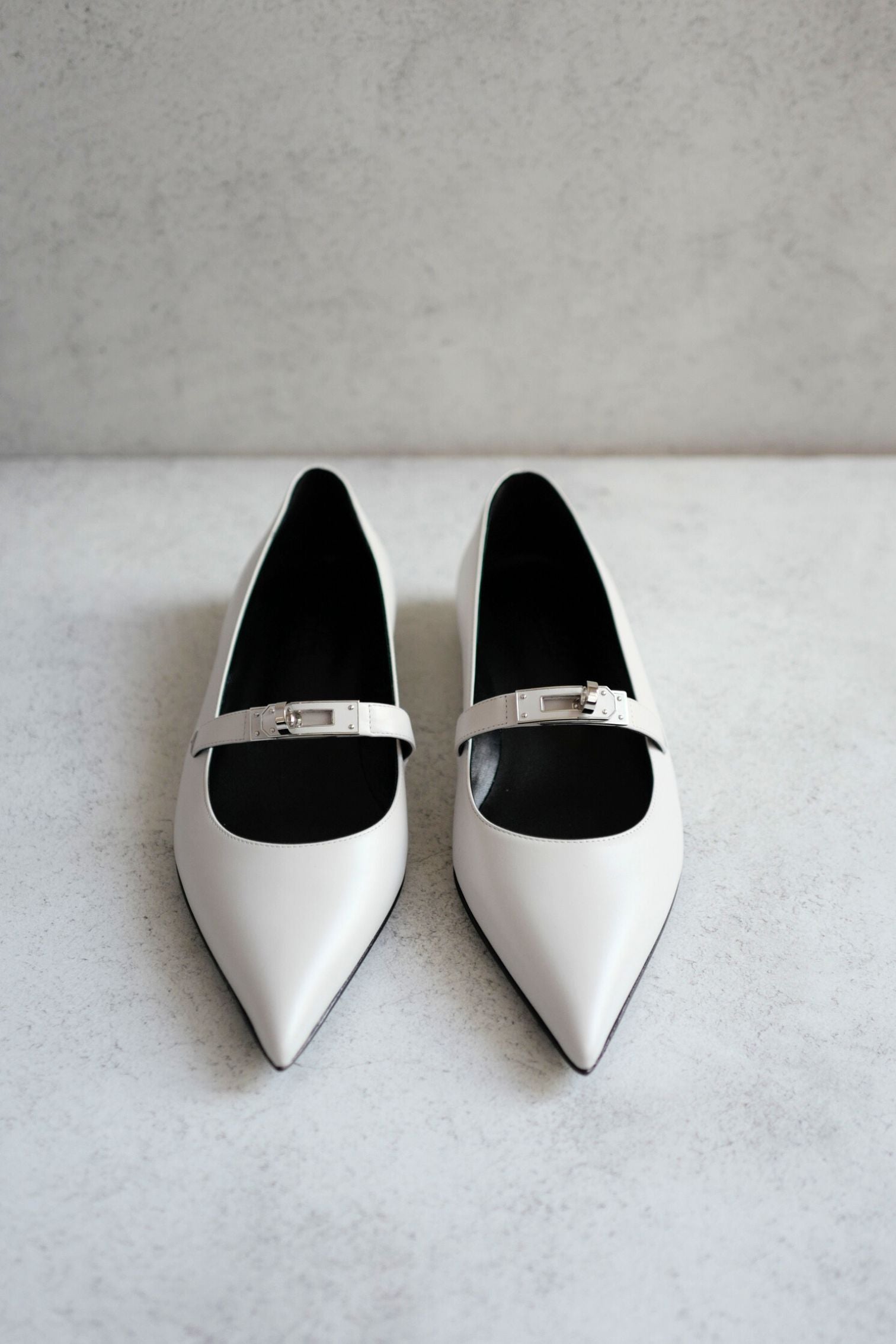 Hermès Kelly Ballet Flats Gris Clair Calfskin Leather Size 38