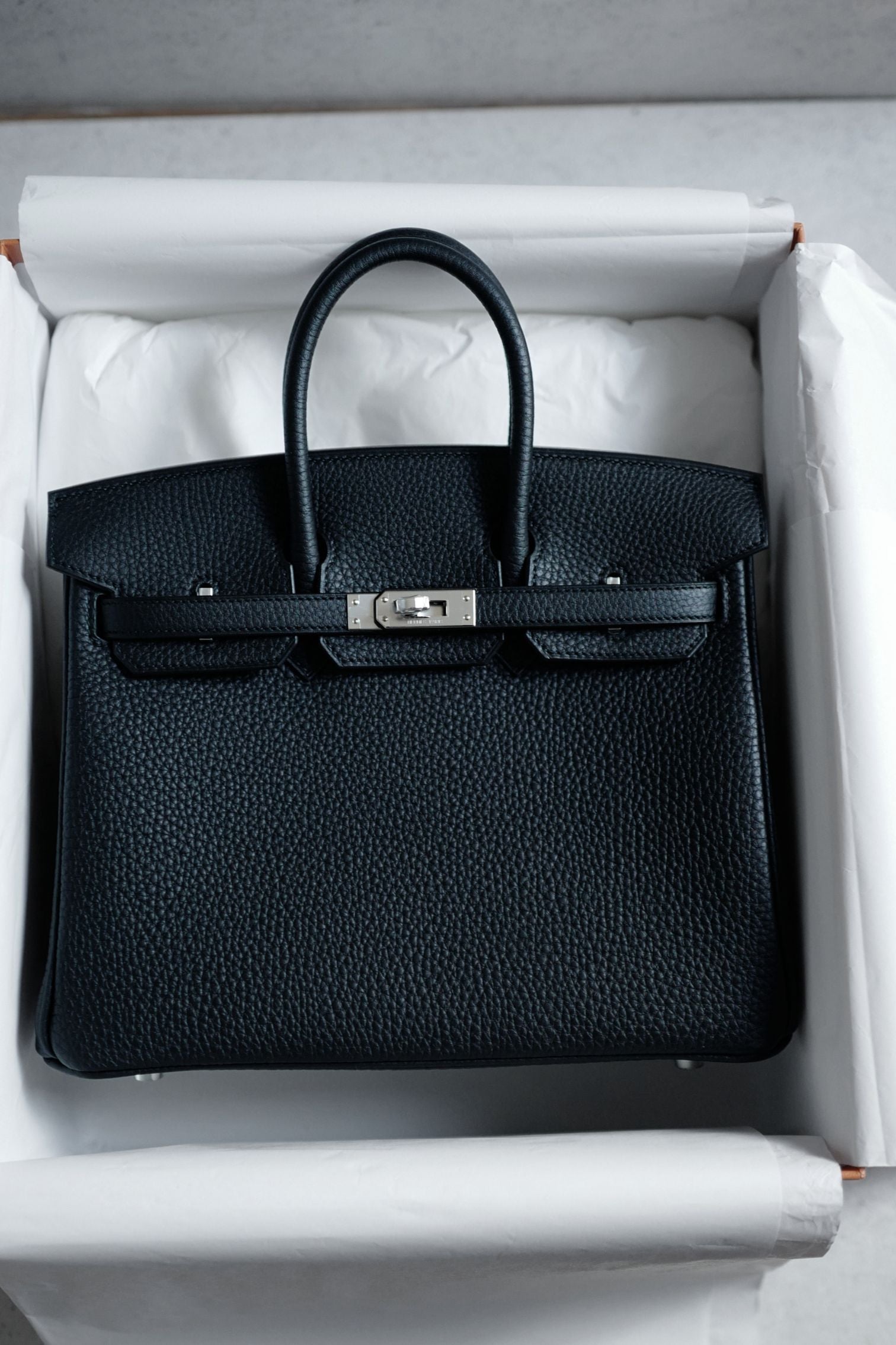 BNIB Hermes Birkin 25 Black Togo Leather Palladium Hardware G Stamp 2026
