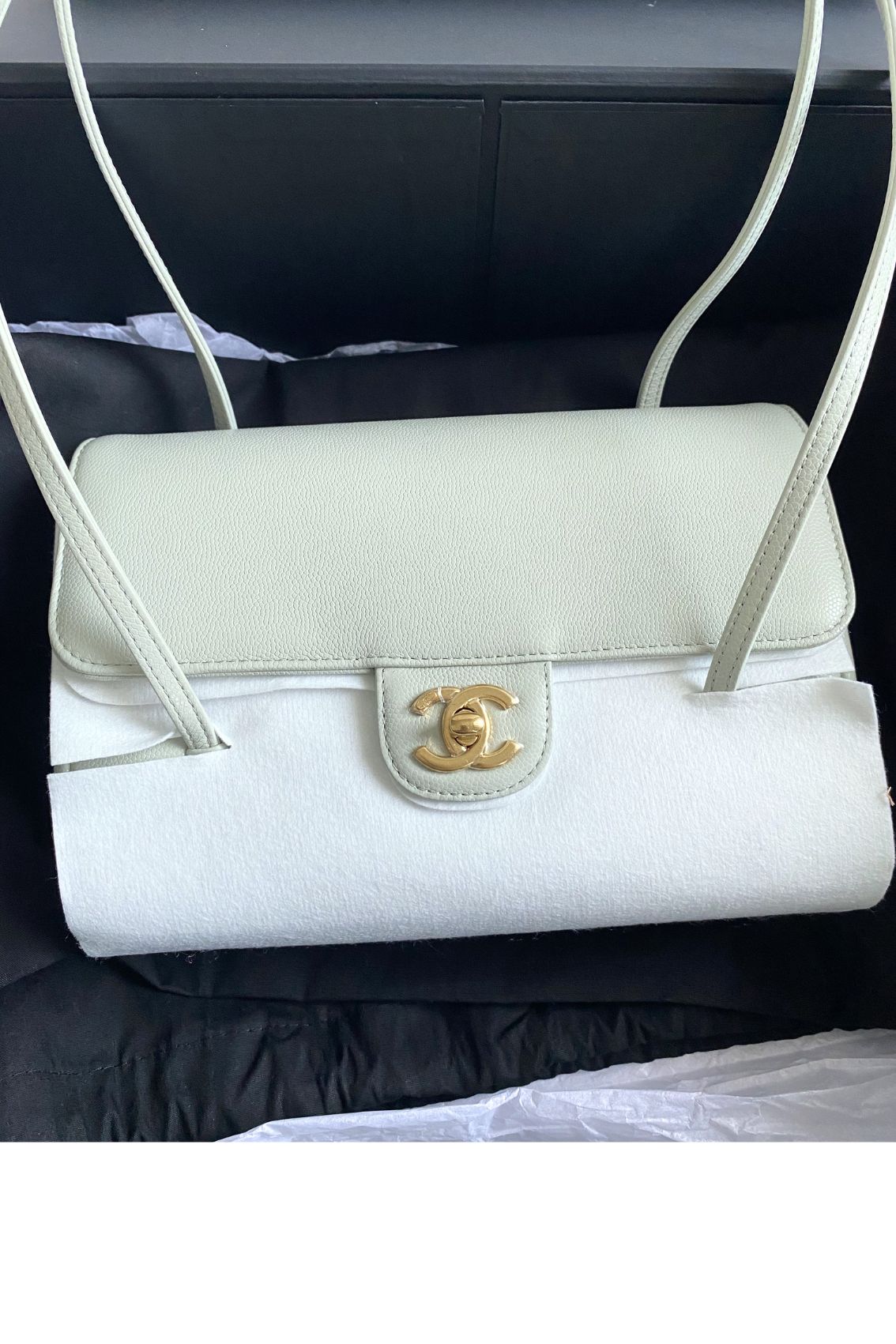 Chanel 26s Preppy Coco 22 Small Light Green Grained Shiny Calfskin GHW