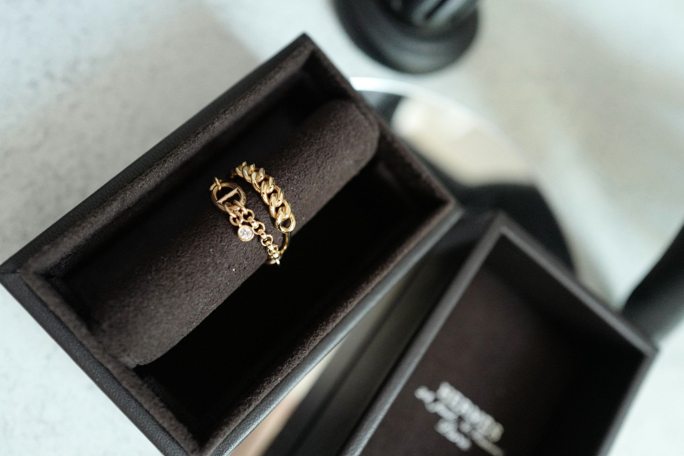 NEW Hermès Mix and H Ring 18K Rose Gold Diamond Size 54