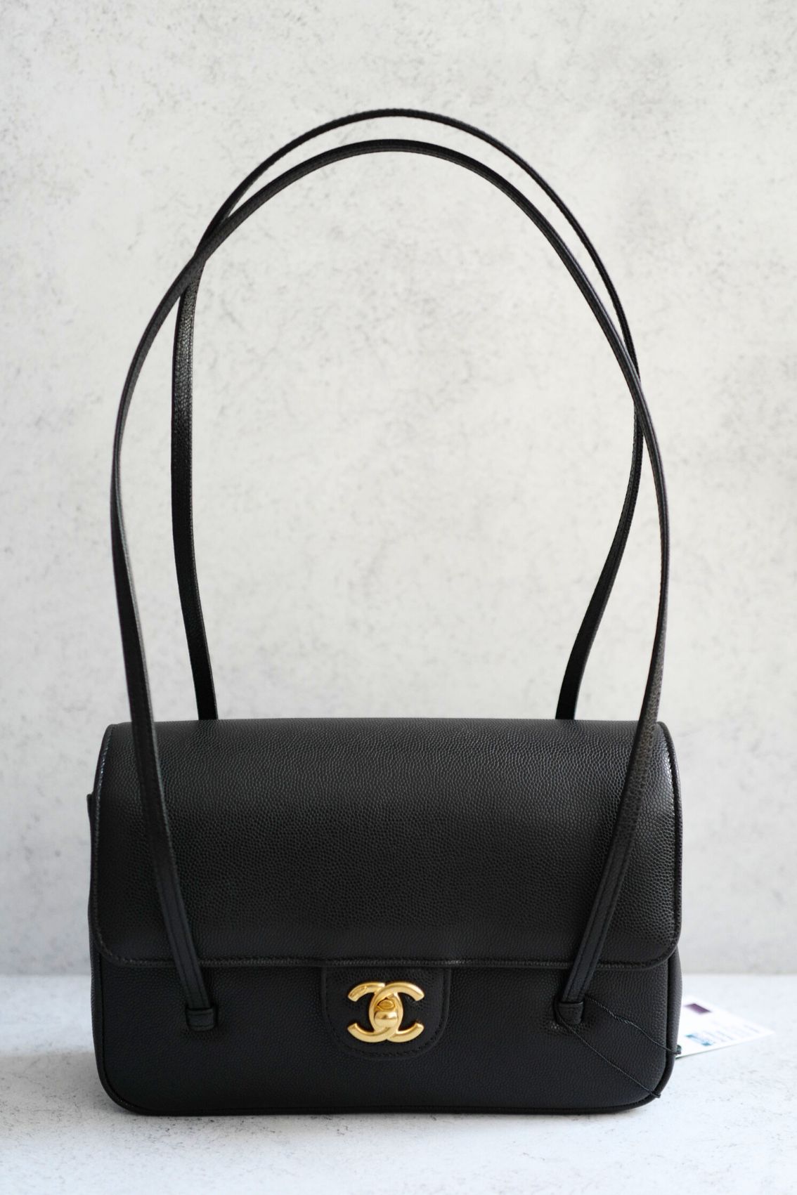 Chanel 26s Preppy Coco 22 Small Black Grained Shiny Calfskin With Gold Hardware
