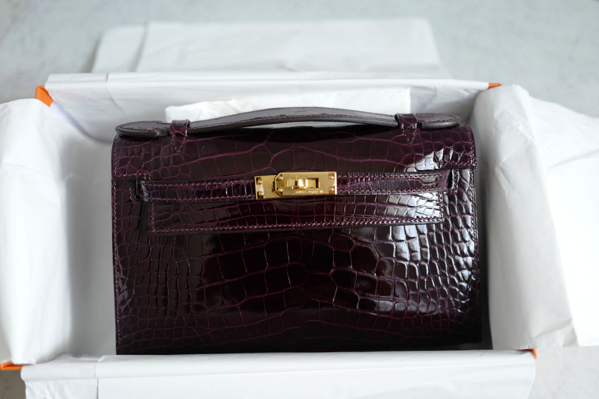 Hermes Kelly Pochette Bordeaux Mississippiens Alligator GHW G Stamp 2026