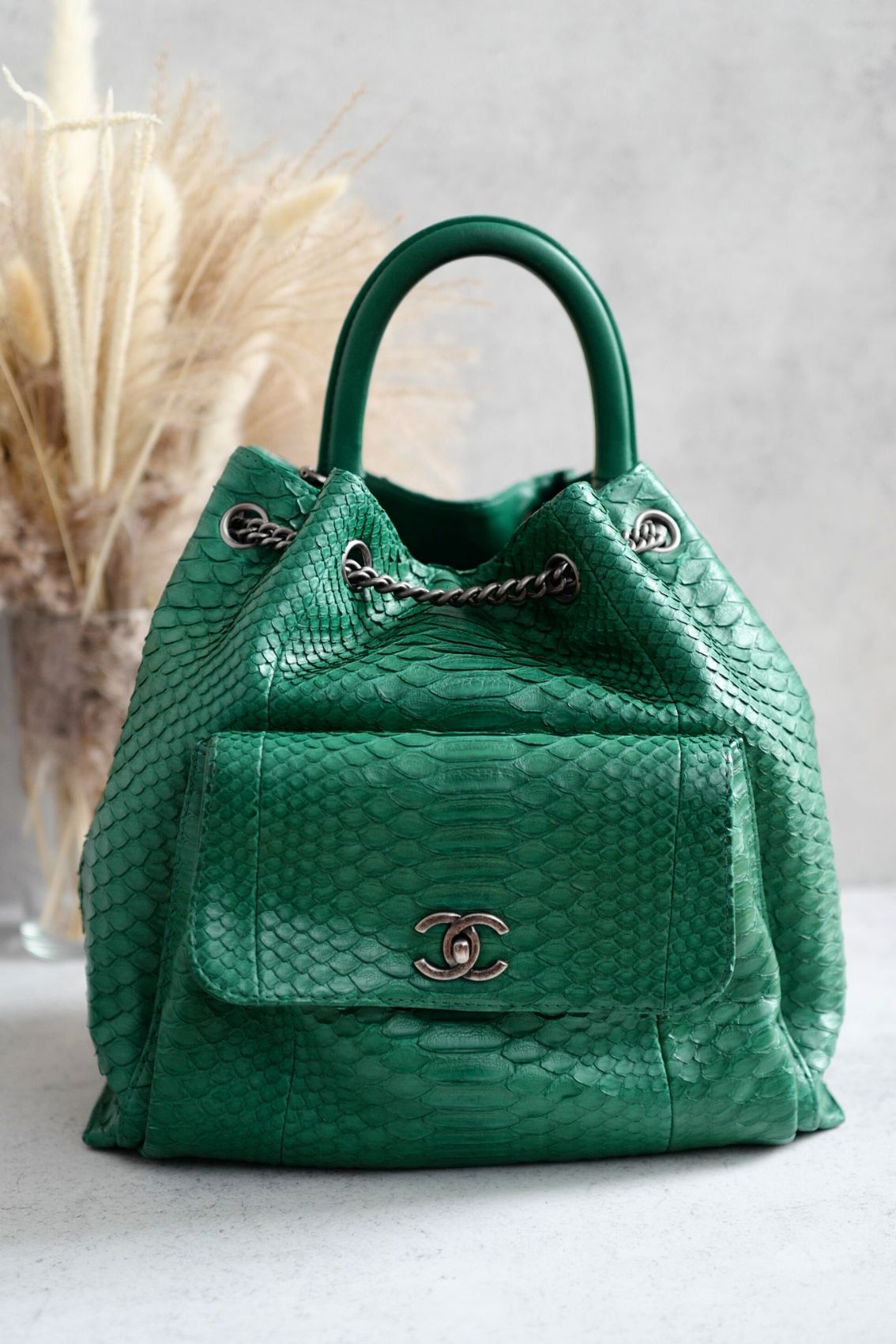 Chanel Gabrielle Backpack Drawstring bag In Phyton Exotic Rare Limited