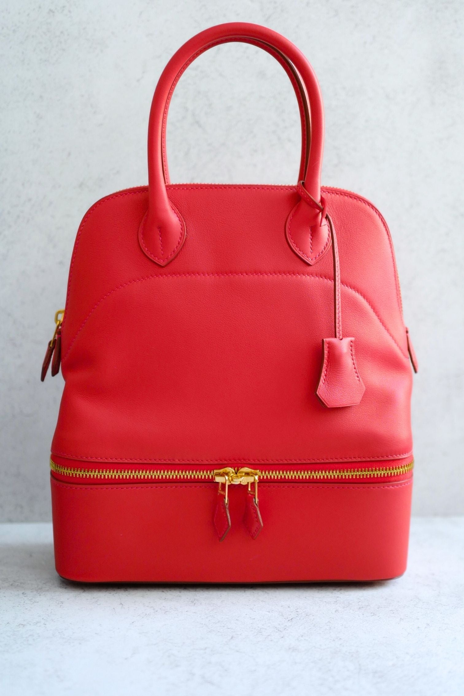 Hermès Bolide Secret in Vermillion Red Swift Leather Gold Hardware T Stamp