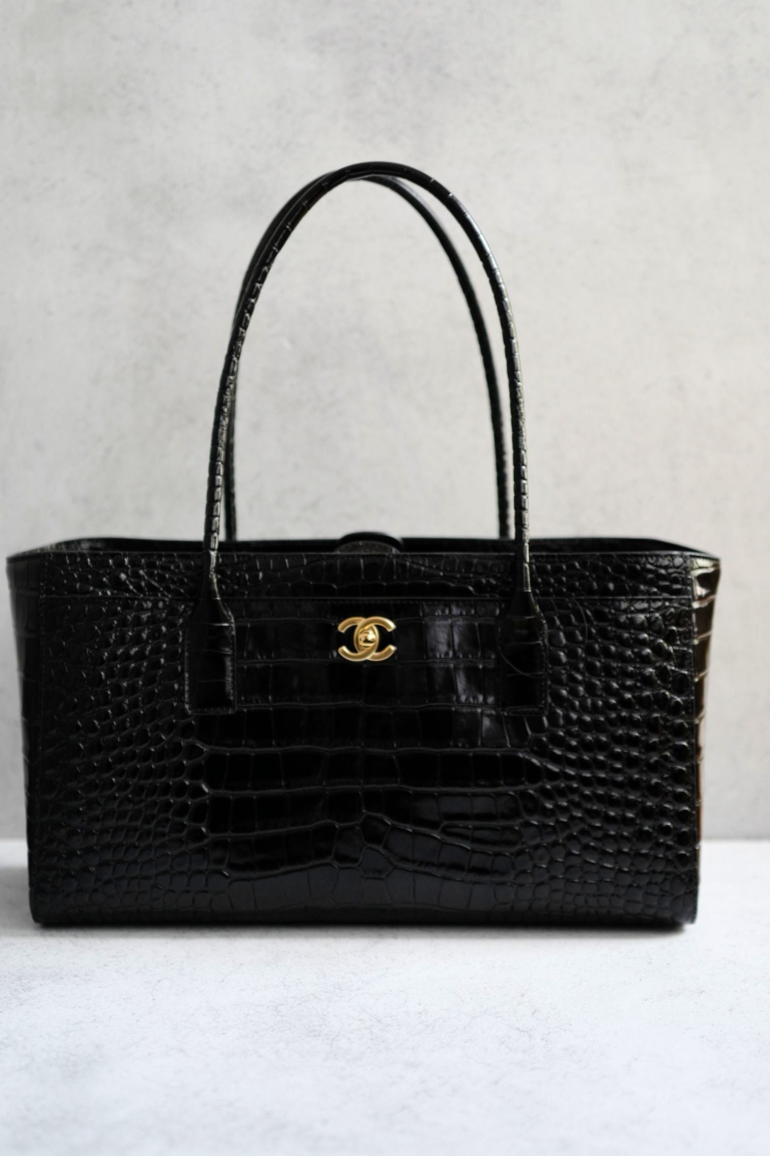 Chanel 26S Matthieu Blazy's Small Tote Black Crocodile Embossed Calfskin GHW