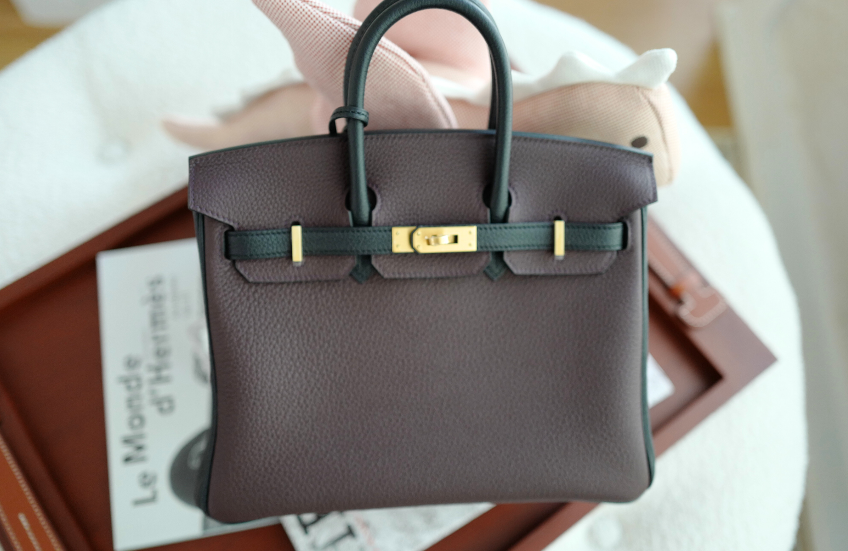 Hermès Birkin 25 HSS Rouge Sellier/Noir Black Togo Leather Gold HW Stamp K