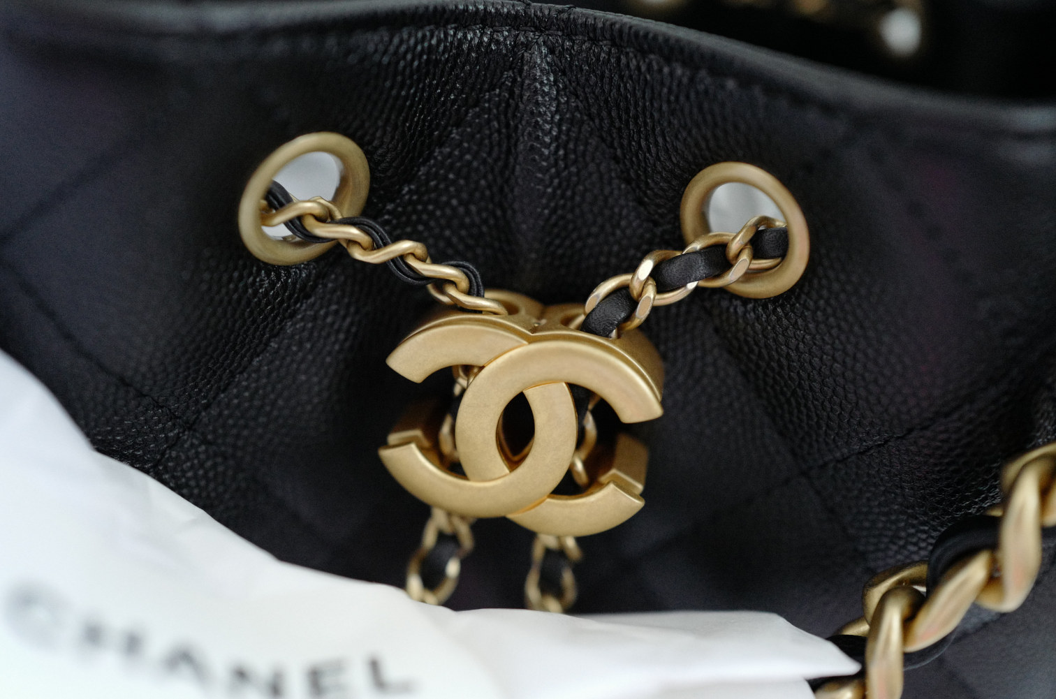 NEW Chanel 25S Small Hobo Bag Black Grained Calfskin with Gold Hardware