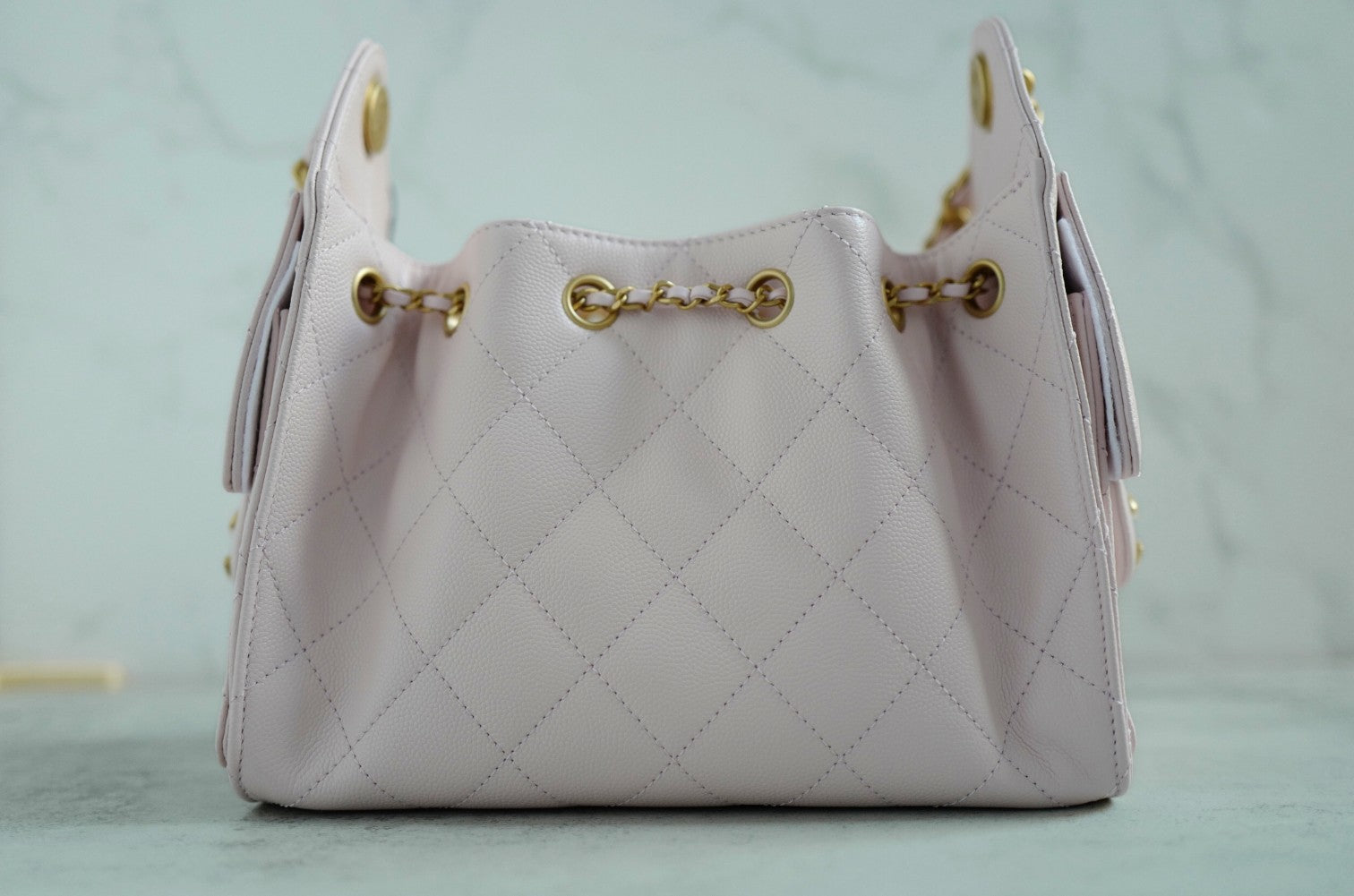 BNIB Chanel 26C Mini Hobo Bag Pink Grained Calfskin with Gold Hardware