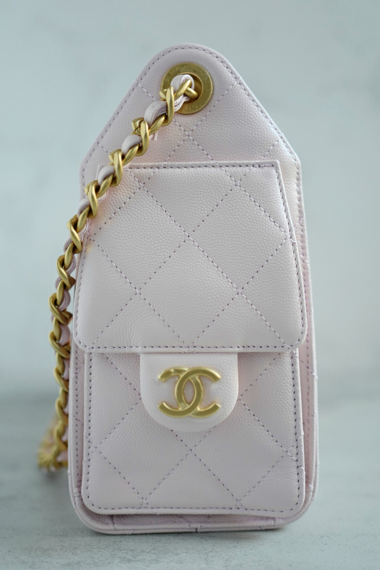 BNIB Chanel 26C Mini Hobo Bag Pink Grained Calfskin with Gold Hardware