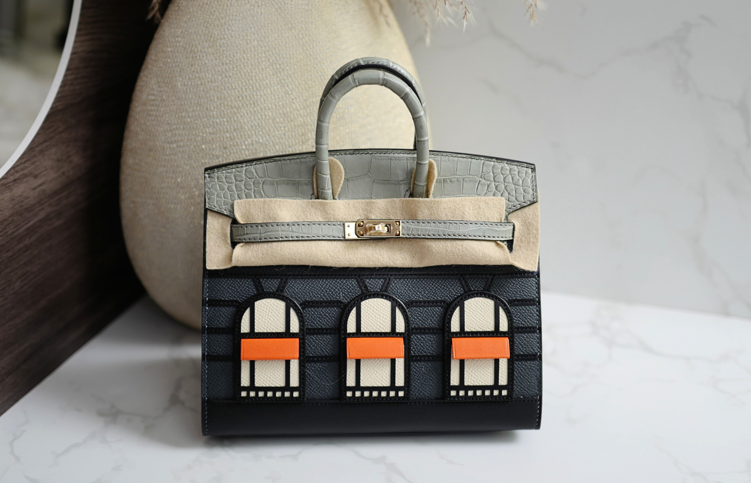 BNIB Hermès Birkin 20 Sellier Faubourg “Rainy Days” Alligator & Epsom Gris Misty PHW 2025