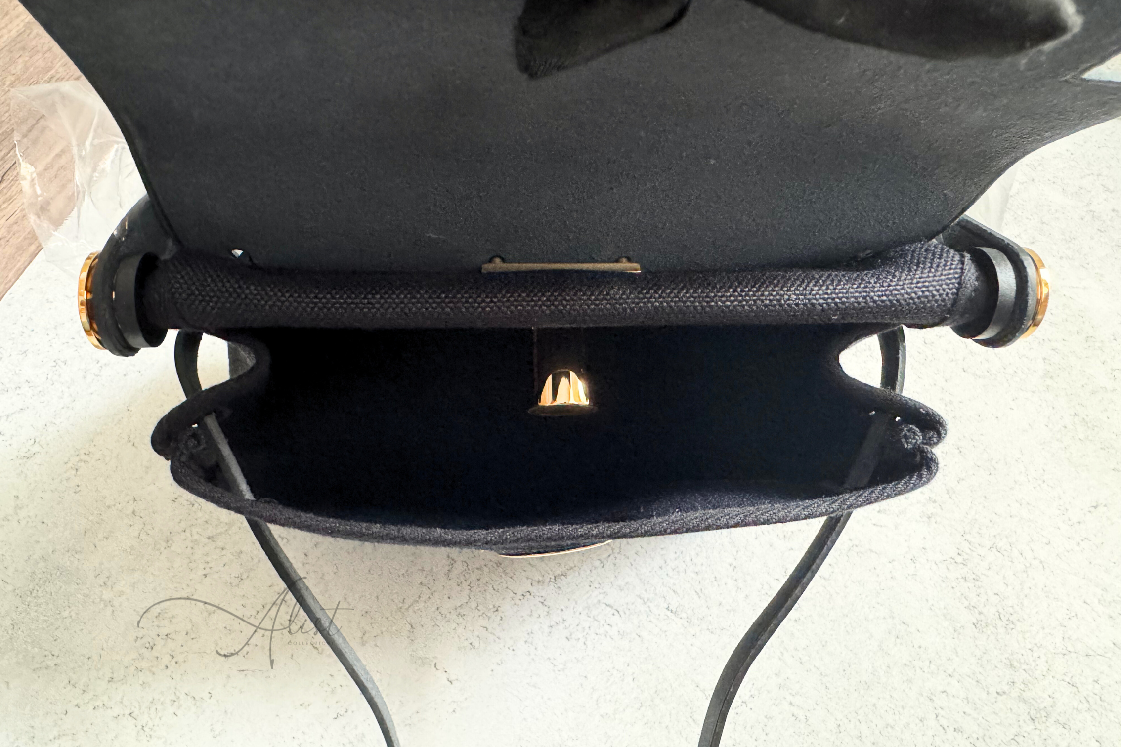 BNIB Hermes Mini Herbag Noir Black / Black With Gold Hardware W New