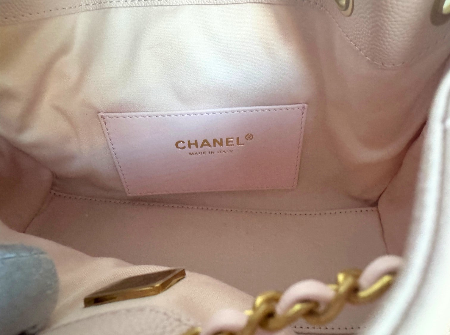 BNIB Chanel 26C Mini Hobo Bag Pink Grained Calfskin with Gold Hardware