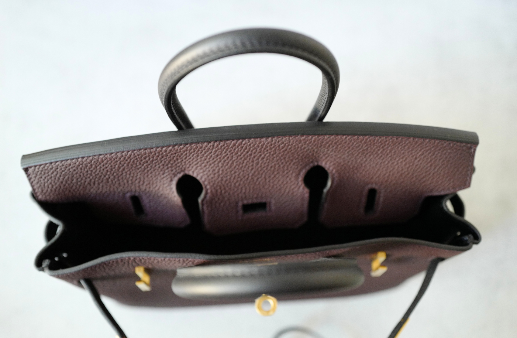 Hermès Birkin 25 HSS Rouge Sellier/Noir Black Togo Leather Gold HW Stamp K