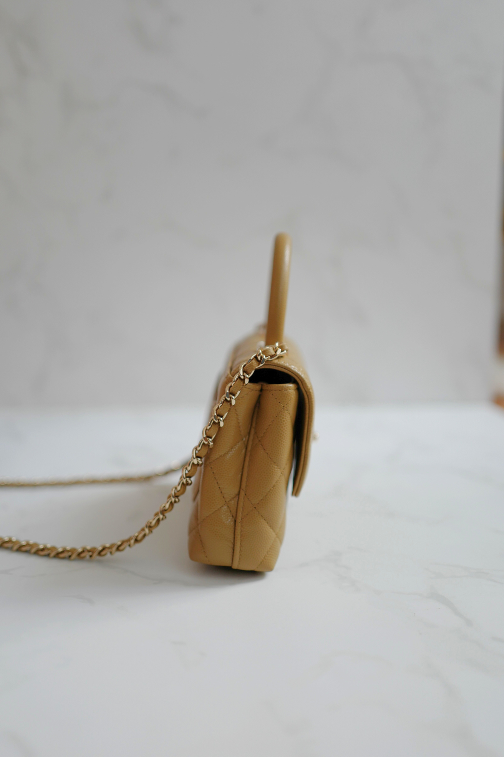 BNIB Chanel 25B Nano Coco Handle Bag – Dark Beige Caviar Leather Champagne Gold Hw