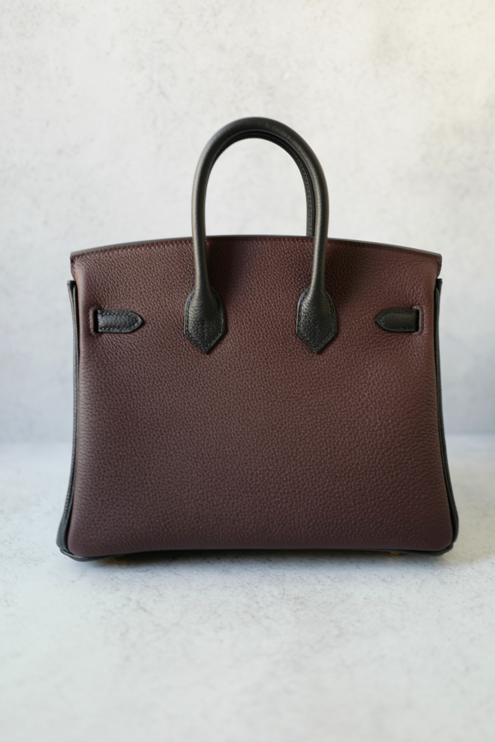 Hermès Birkin 25 HSS Rouge Sellier/Noir Black Togo Leather Gold HW Stamp K