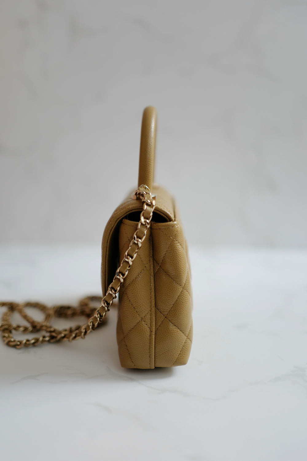 BNIB Chanel 25B Nano Coco Handle Bag – Dark Beige Caviar Leather Champagne Gold Hw