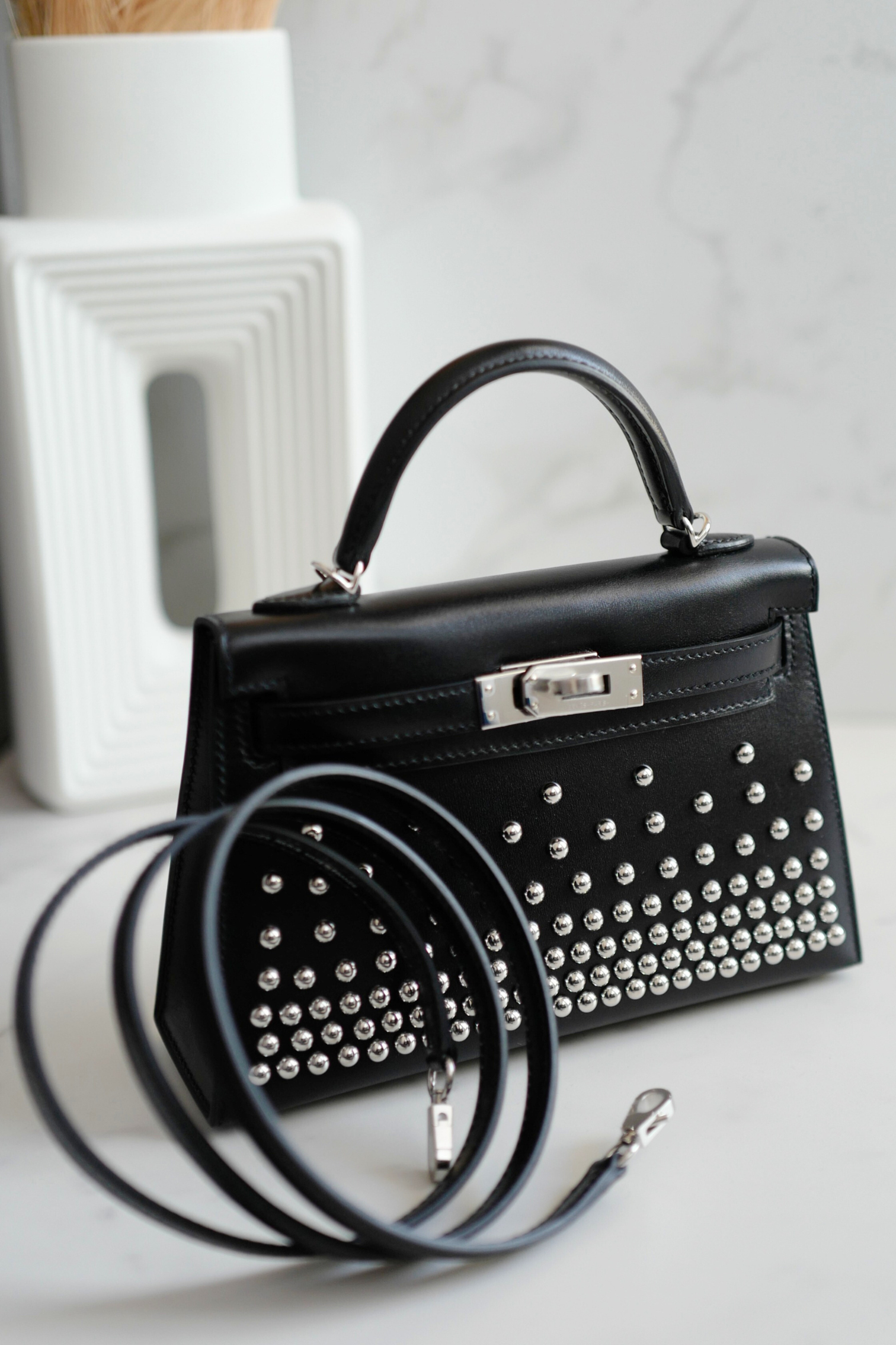 BNIB Hermès Kelly 20 Clouté Studded with Palladium Hardware
