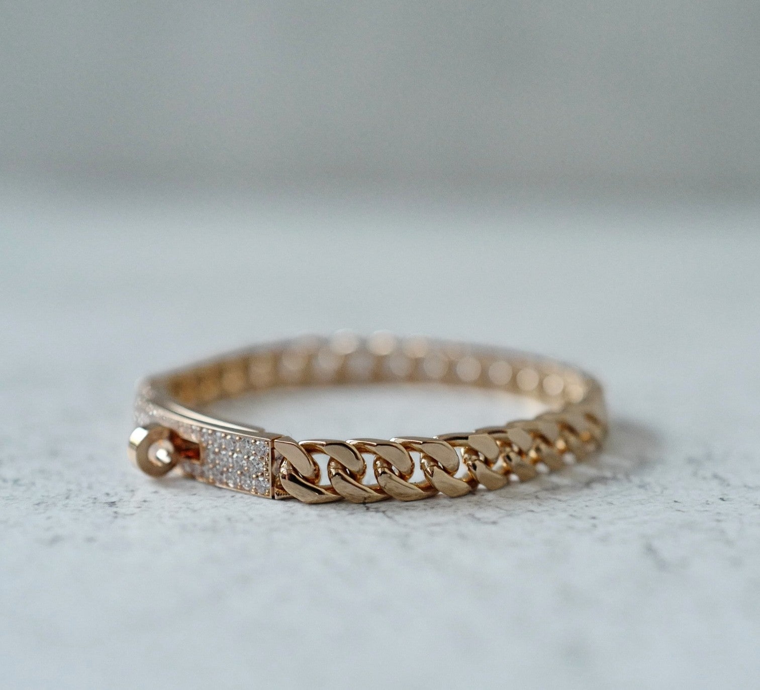 Hermès Kelly Gourmette Bracelet SH Very Small Model Rose Gold with Diamonds SH