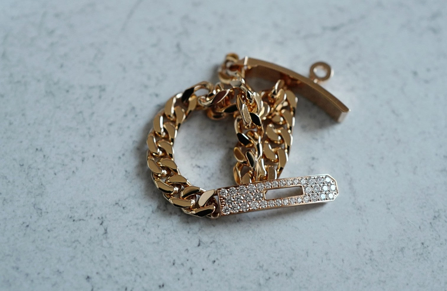 Hermès Kelly Gourmette Bracelet SH Very Small Model Rose Gold with Diamonds SH