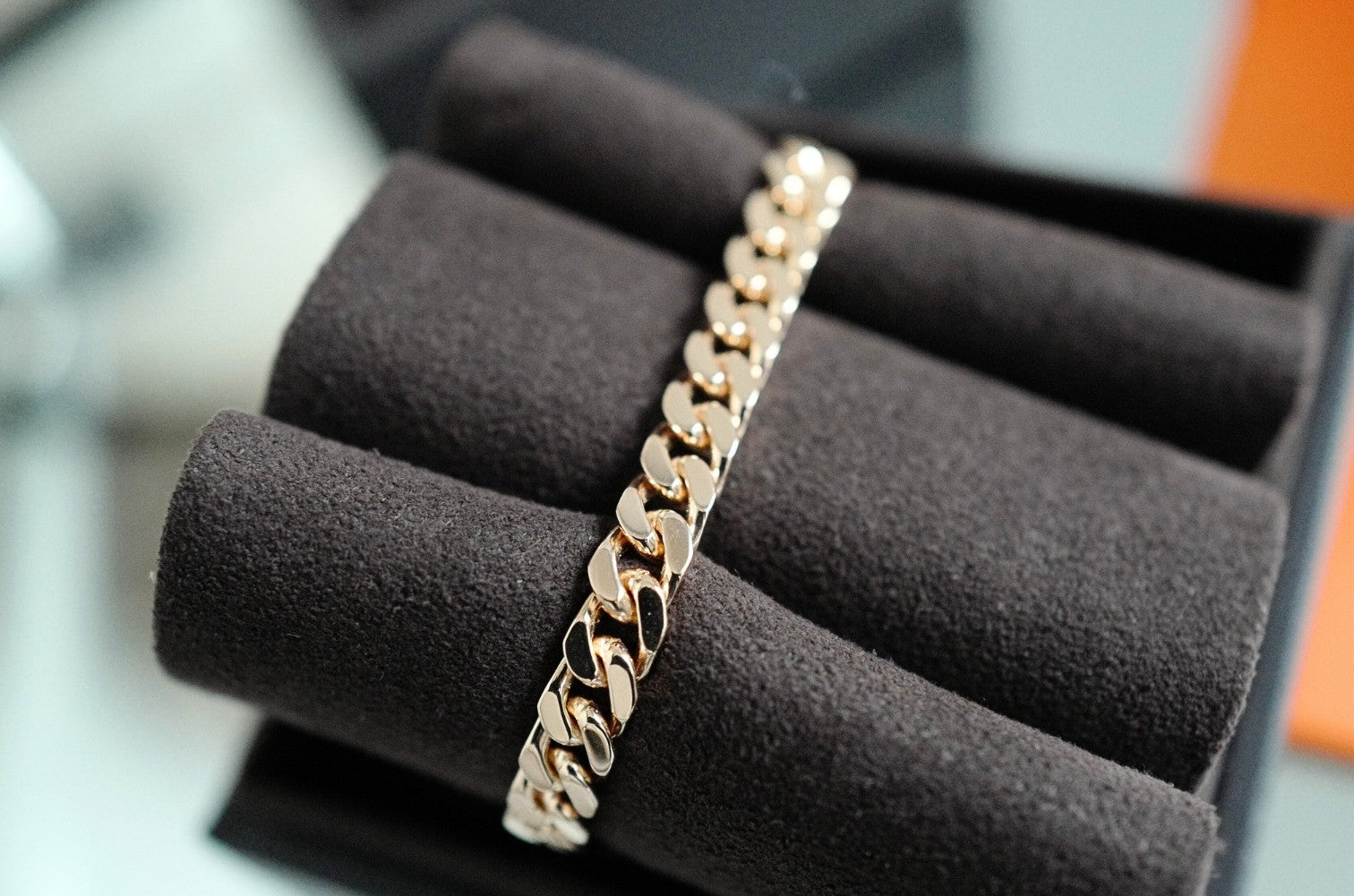 Hermès Kelly Gourmette Bracelet SH Very Small Model Rose Gold with Diamonds SH