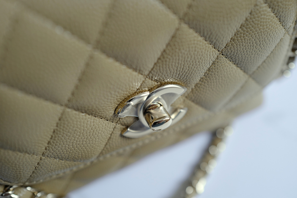 BNIB Chanel 25B Nano Coco Handle Bag – Dark Beige Caviar Leather Champagne Gold Hw