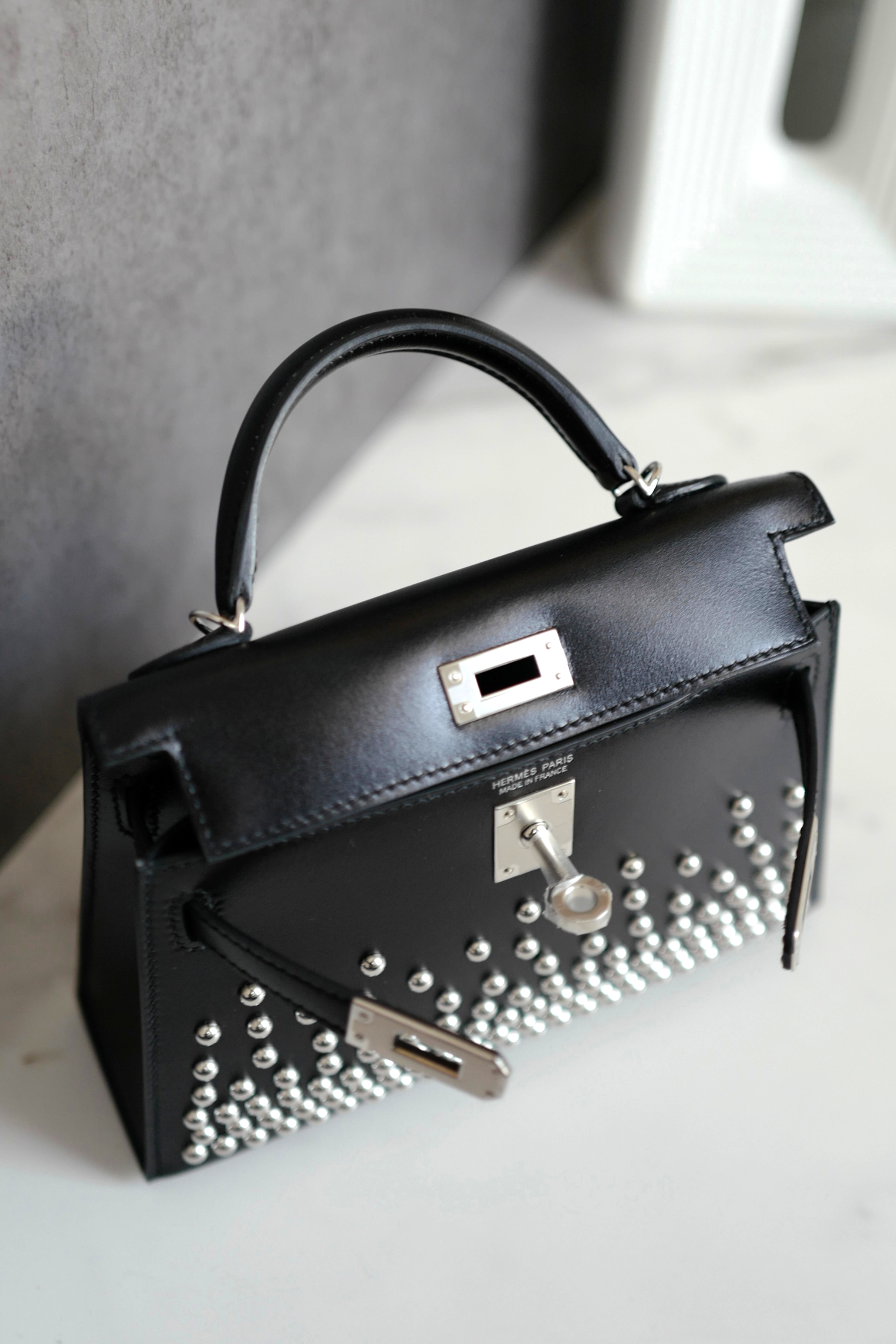BNIB Hermès Kelly 20 Clouté Studded with Palladium Hardware