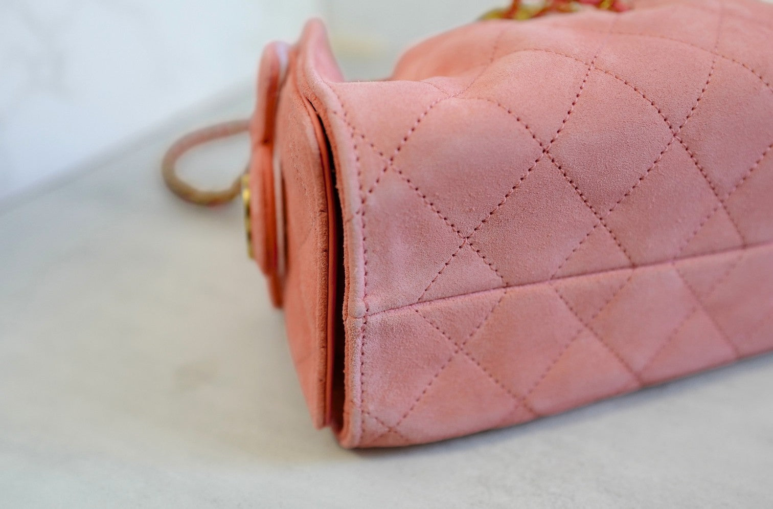 NEW Chanel 26C Mini Hobo Shoulder Bag in Pink Suede with Gold Hardware