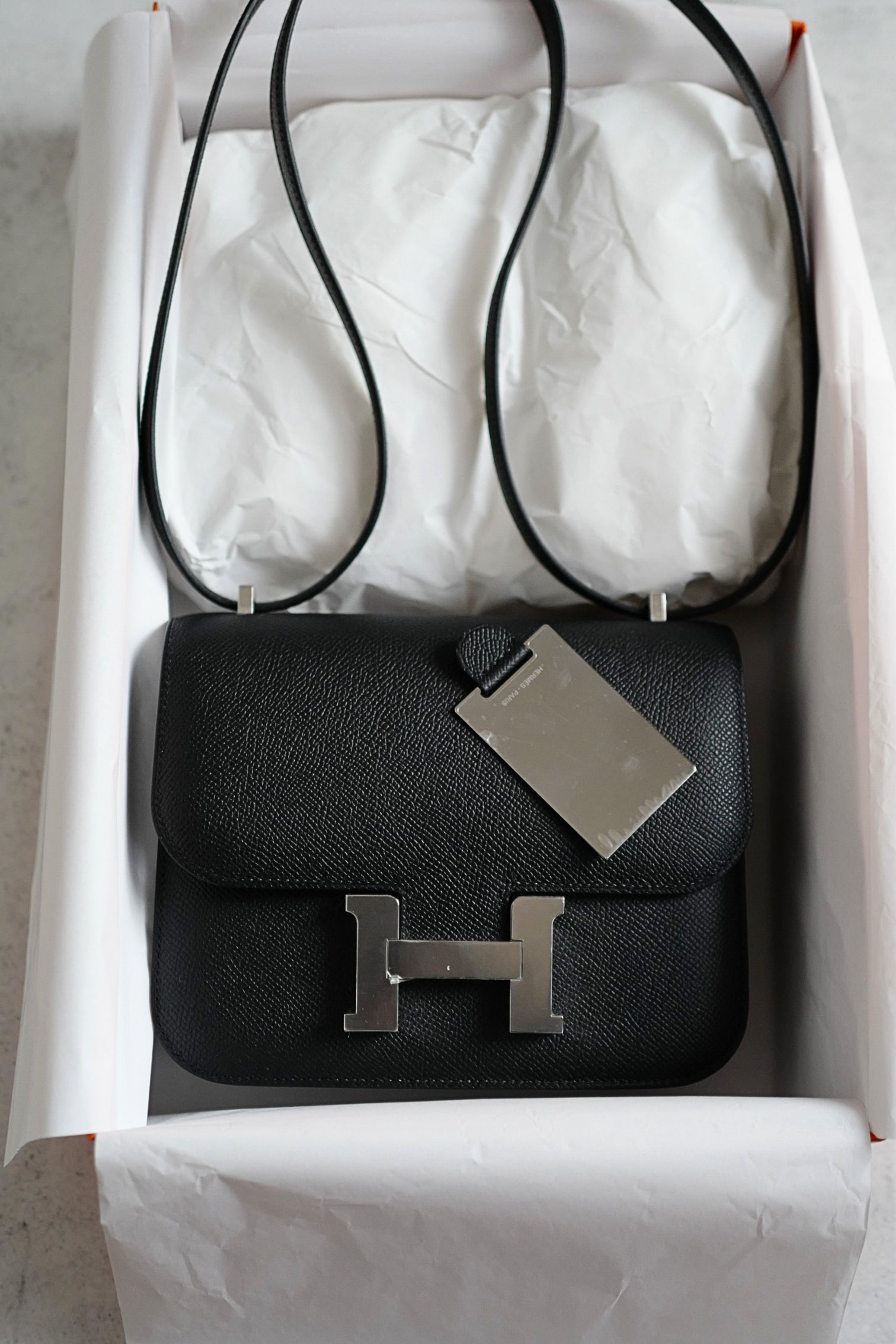 BNIB Hermès Constance III Mini 18 Miroir Black Epsom Leather with Palladium Hardware