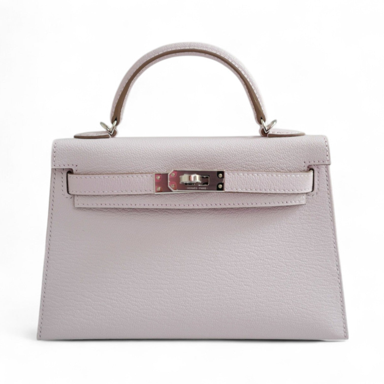 BNIB HERMÈS Mini Kelly 20 HSS Mauve Pale / Rose Mexico Chevre PHW W Stamp