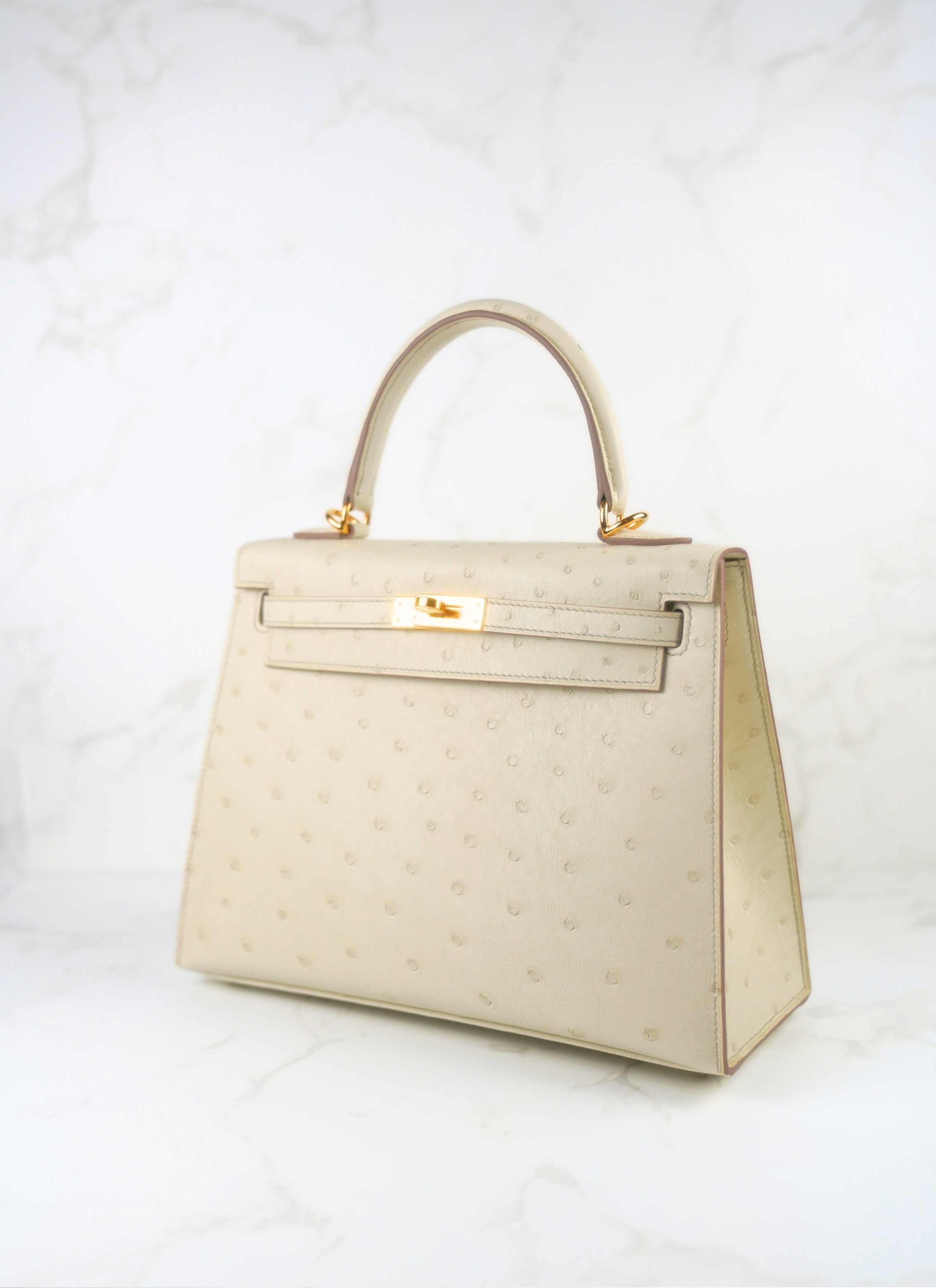 NEW Hermès Kelly 25 Beton Ostrich Gold Hardware U Stamp 2022