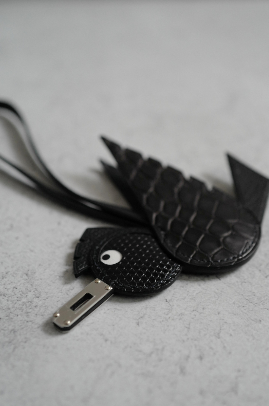 Hermès Birdy Charm Noir Alligator/Lizard/Epsom Calfskin Palladium Hardware