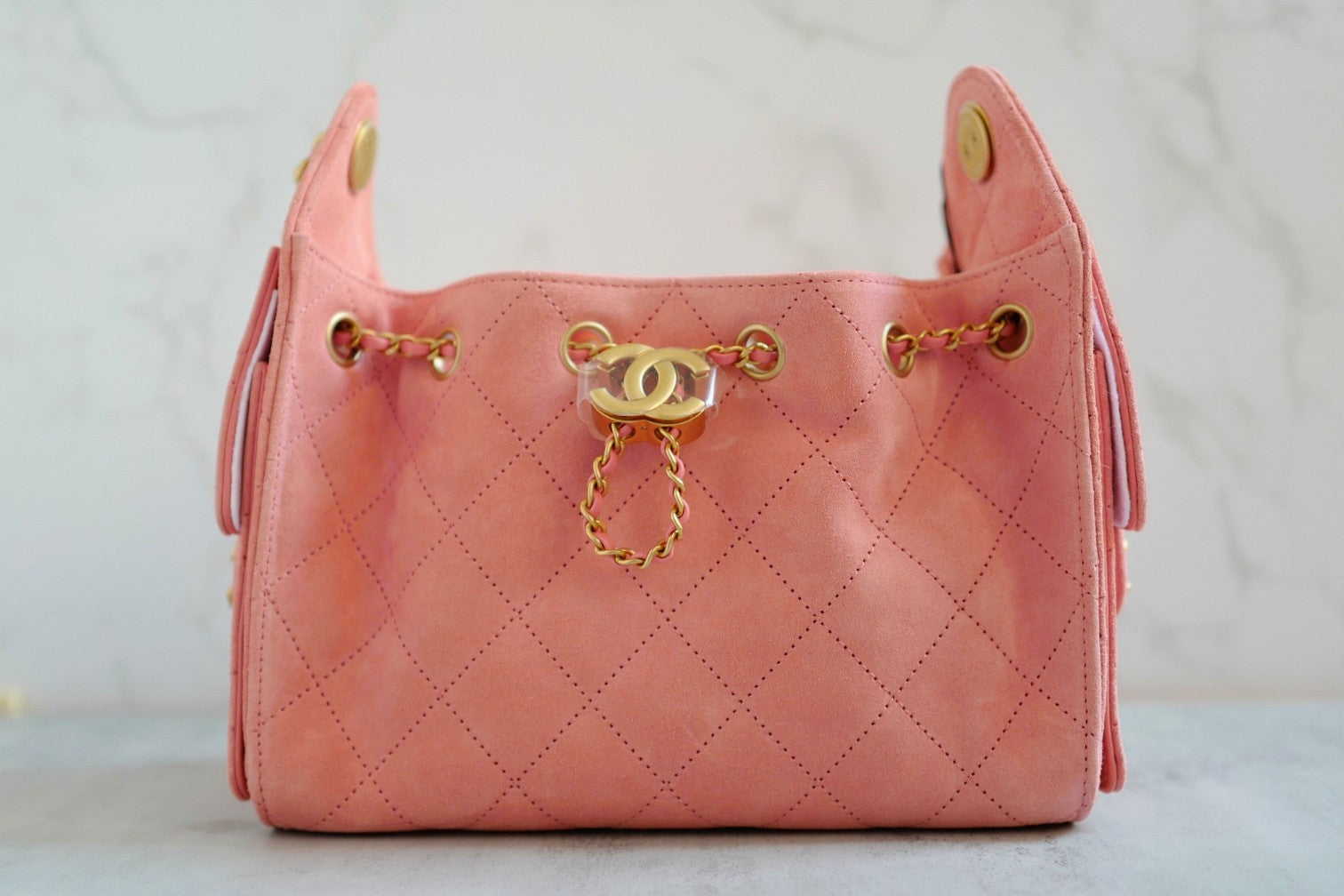 BNIB Chanel 26C Mini Hobo Shoulder Bag in Pink Suede with Gold Hardware
