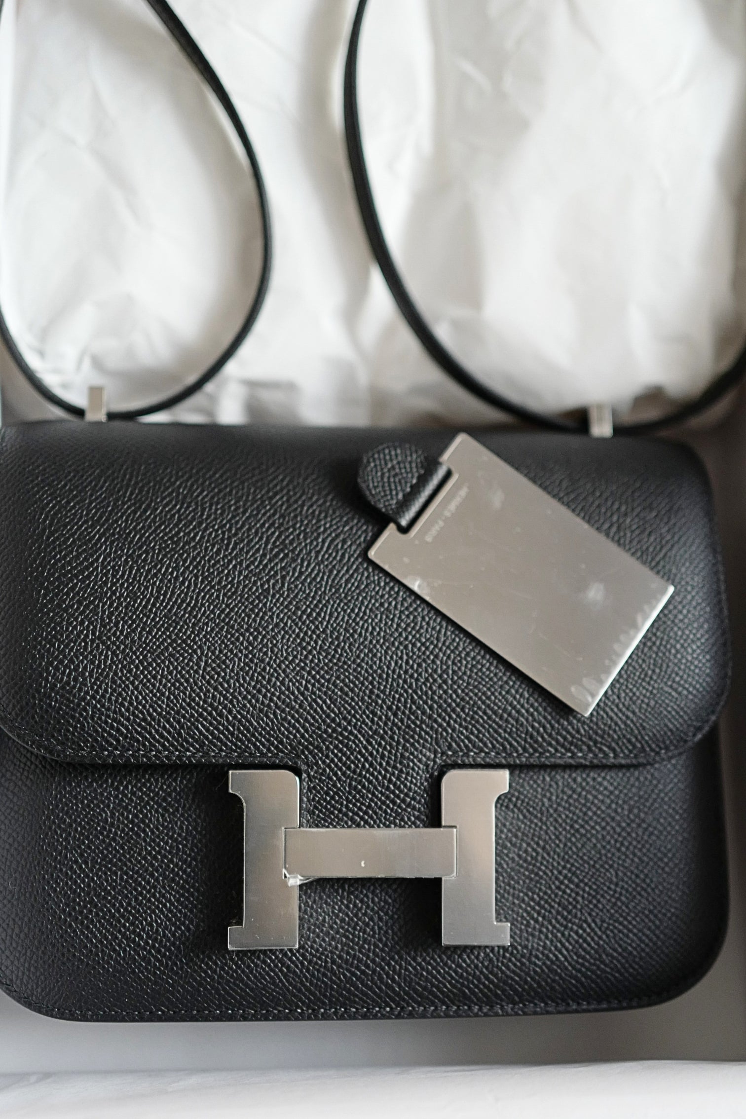 BNIB Hermès Constance III Mini 18 Miroir Black Epsom Leather with Palladium Hardware