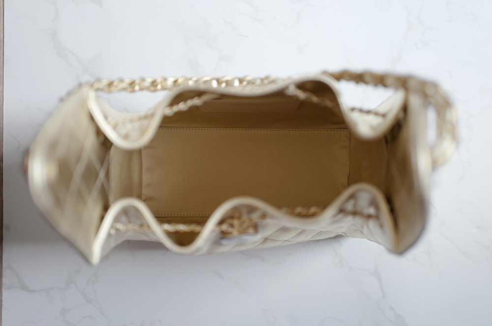 NEW CHANEL Spring-Summer 2025 25S Small Hobo Bag Metallic Grained Calfskin Gold