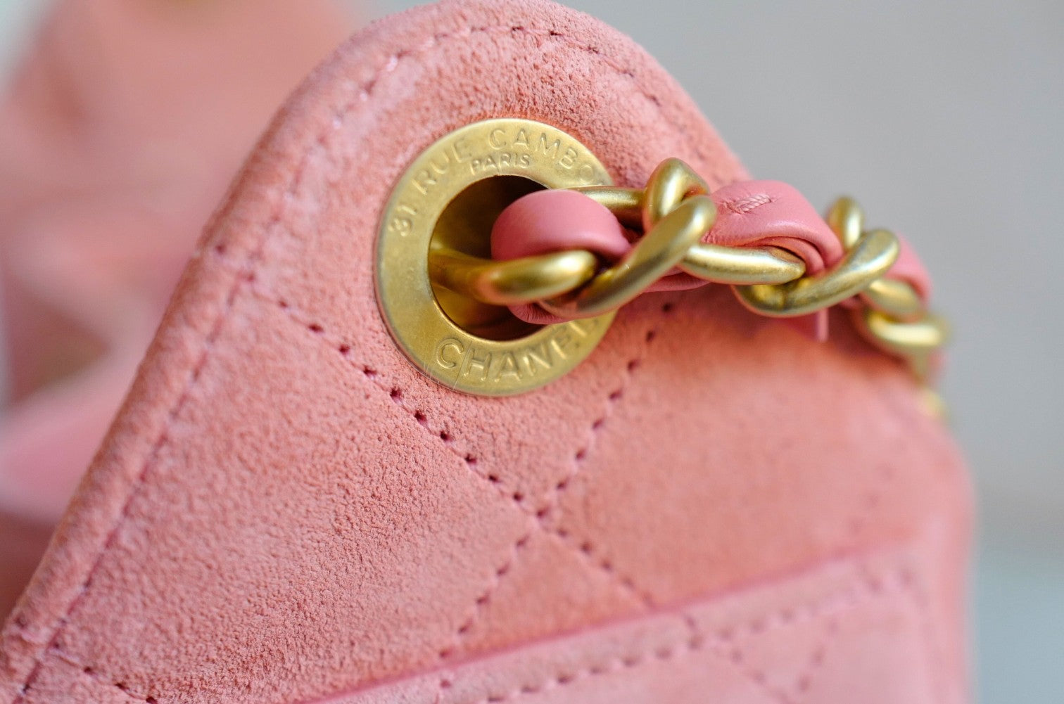 NEW Chanel 26C Mini Hobo Shoulder Bag in Pink Suede with Gold Hardware