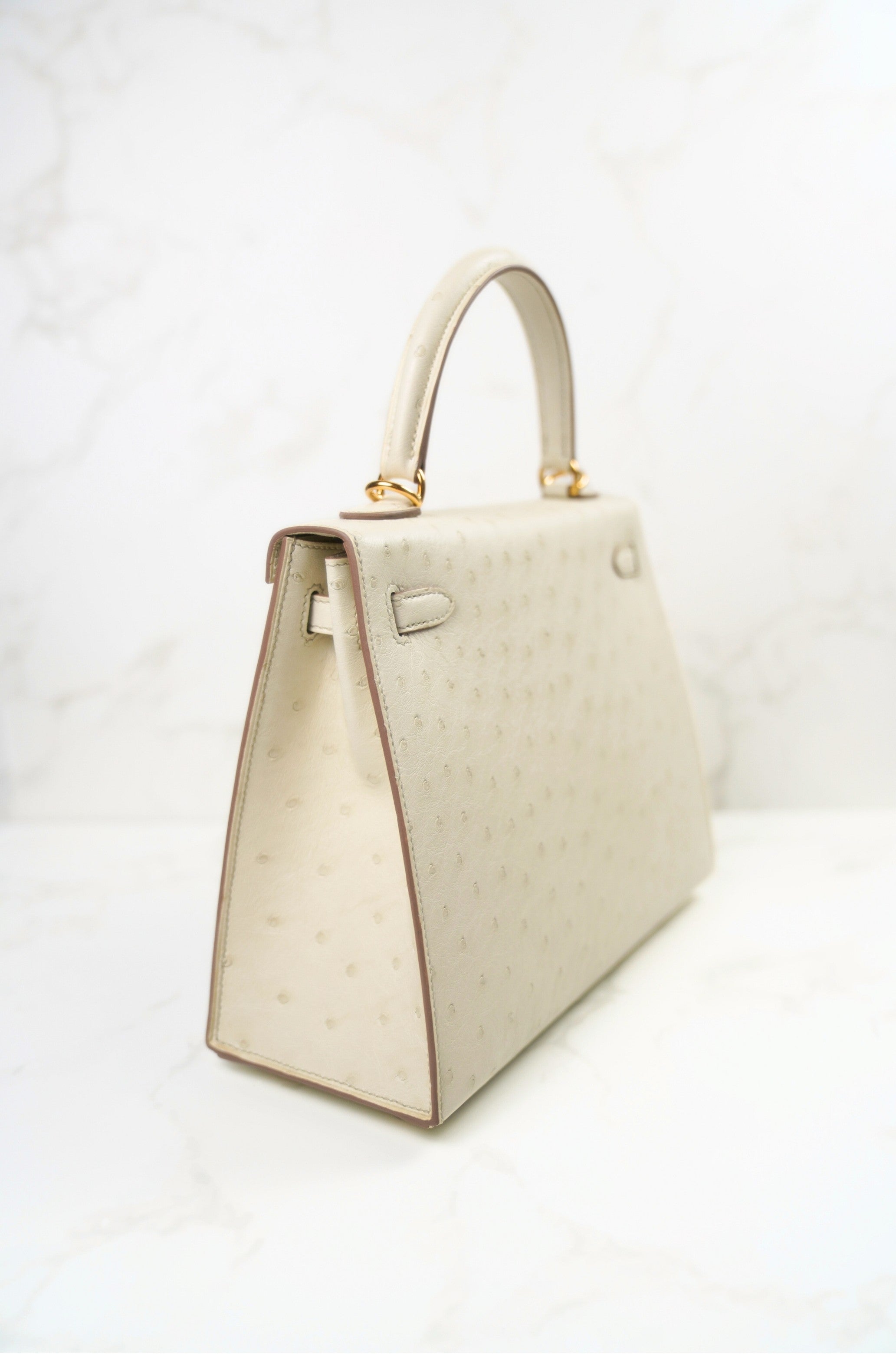 NEW Hermès Kelly 25 Beton Ostrich Gold Hardware U Stamp 2022