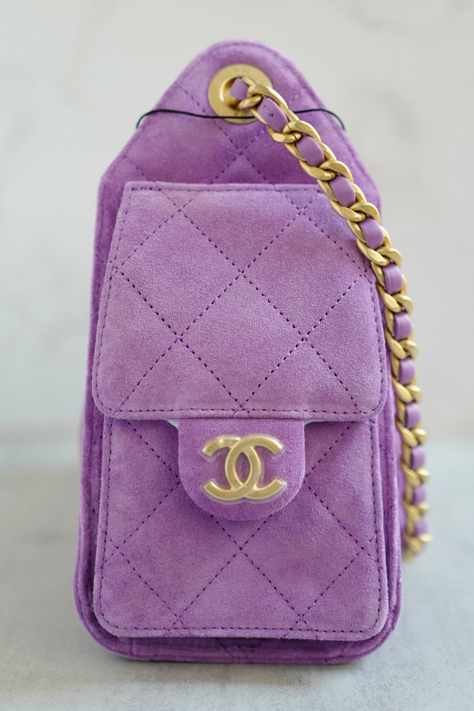 BNIB Chanel 26C Mini Hobo Shoulder Bag in Purple Suede with Gold Hardware