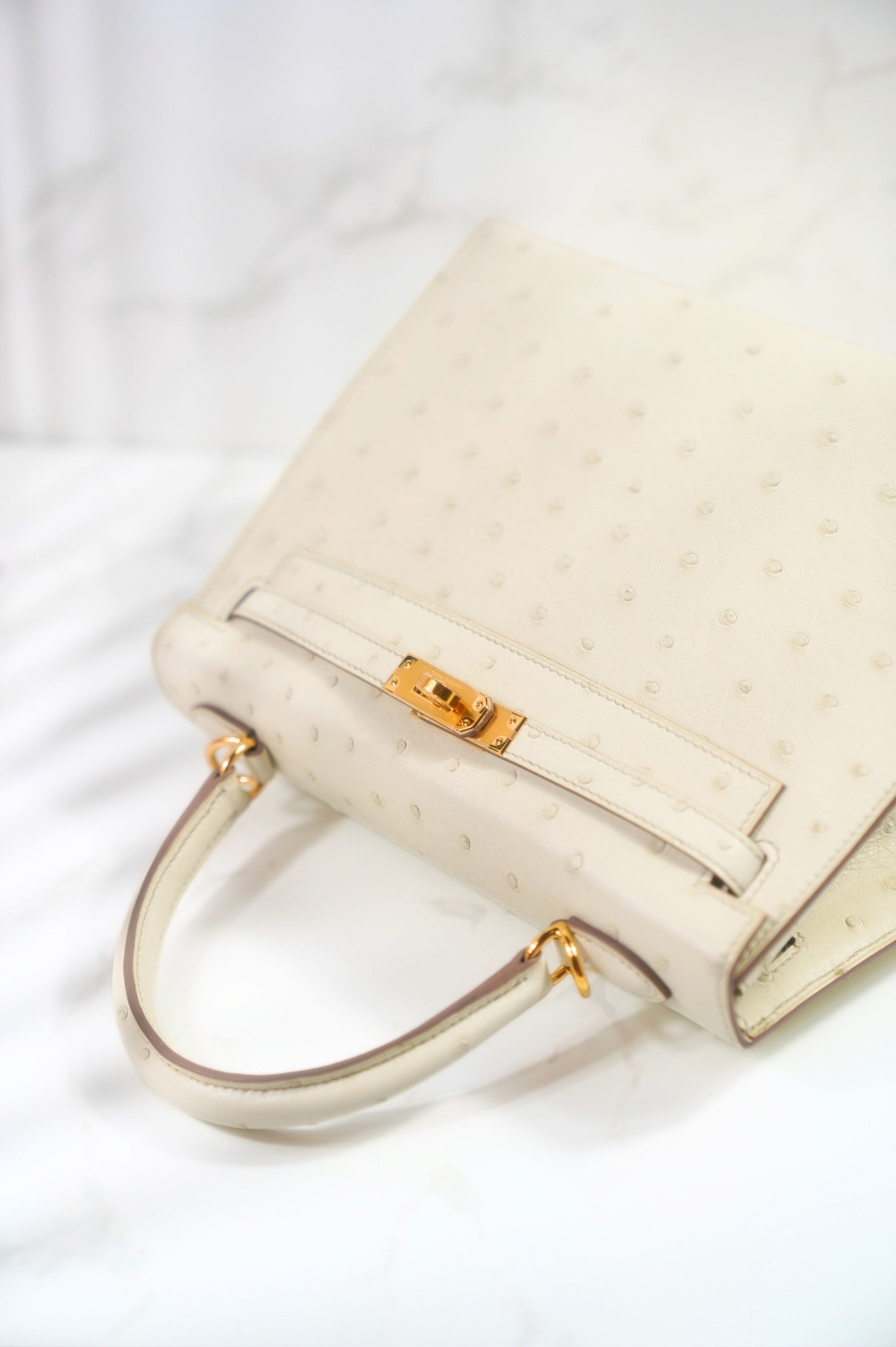 NEW Hermès Kelly 25 Beton Ostrich Gold Hardware U Stamp 2022