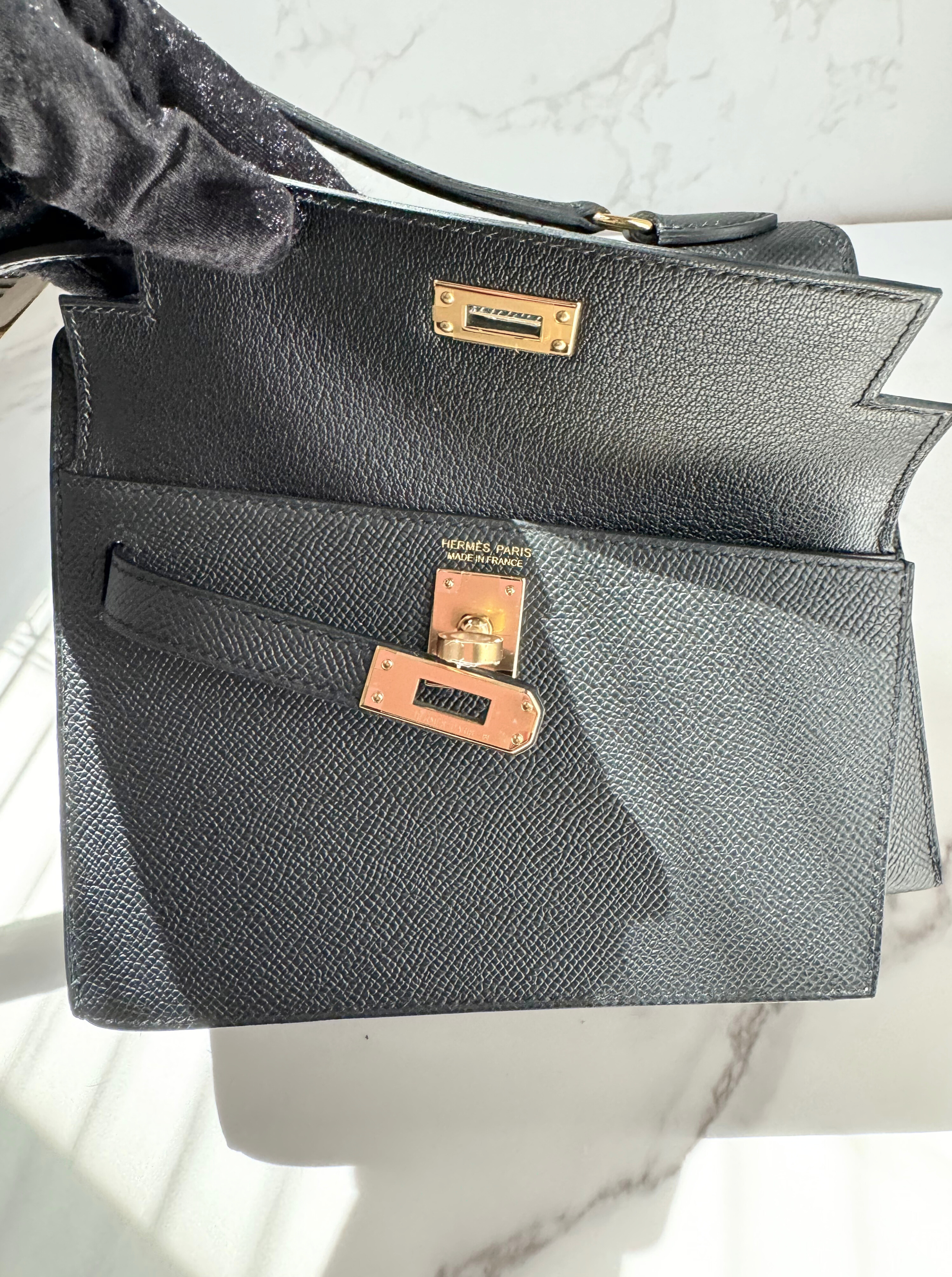 BNIB Hermès Kelly Désordre Black Epsom Leather with Gold Hardware