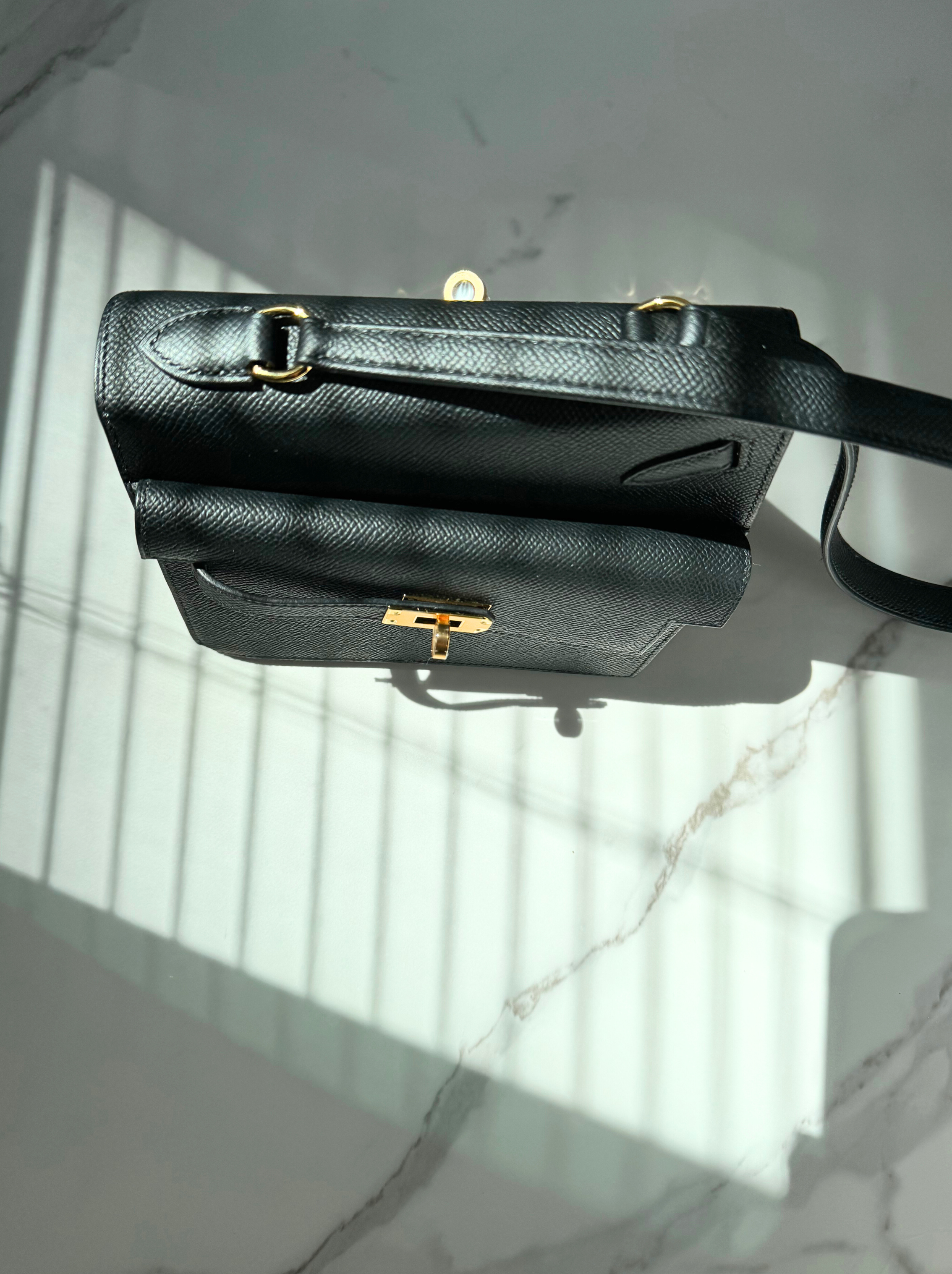BNIB Hermès Kelly Désordre Black Epsom Leather with Gold Hardware