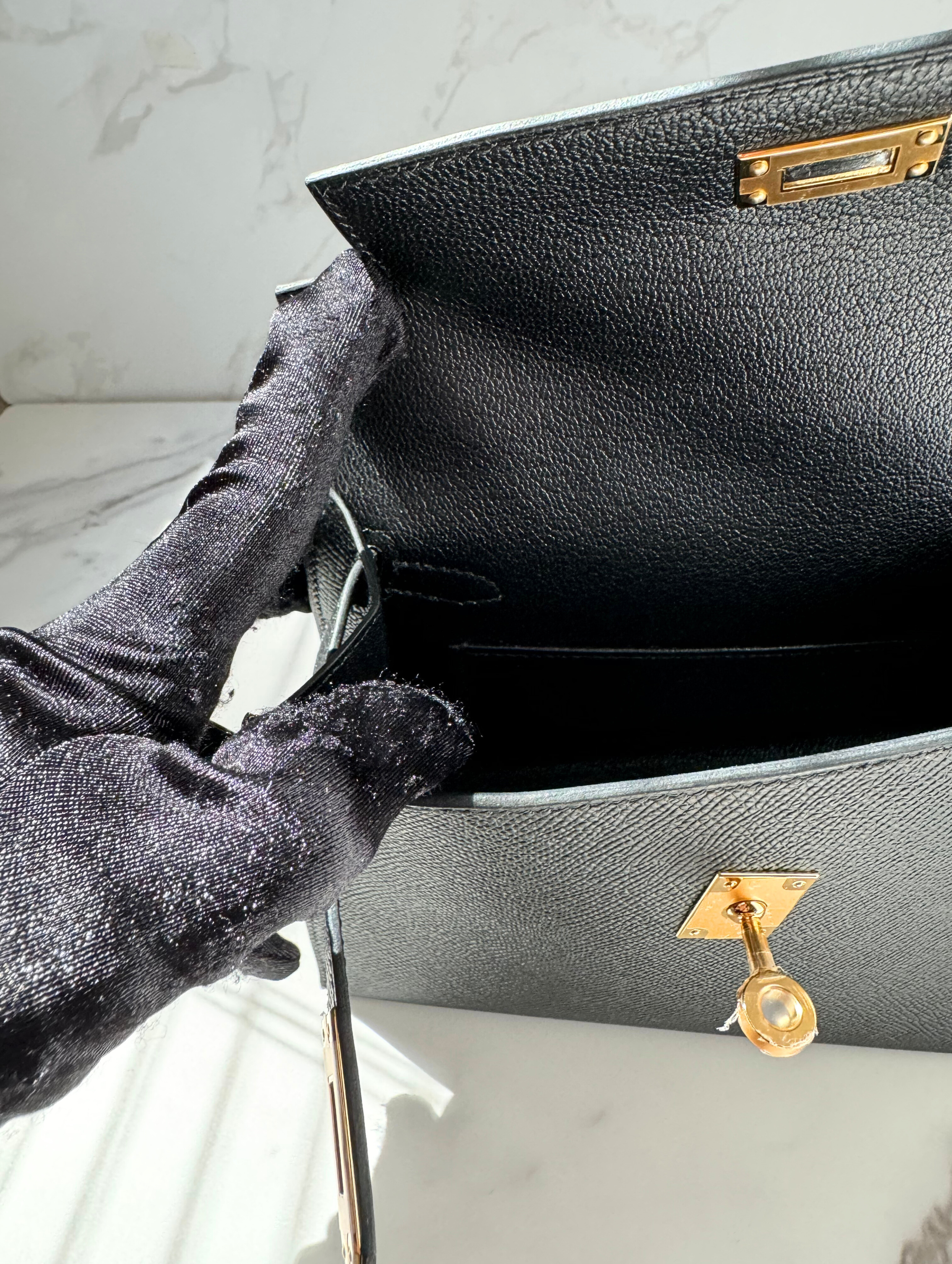 BNIB Hermès Kelly Désordre Black Epsom Leather with Gold Hardware